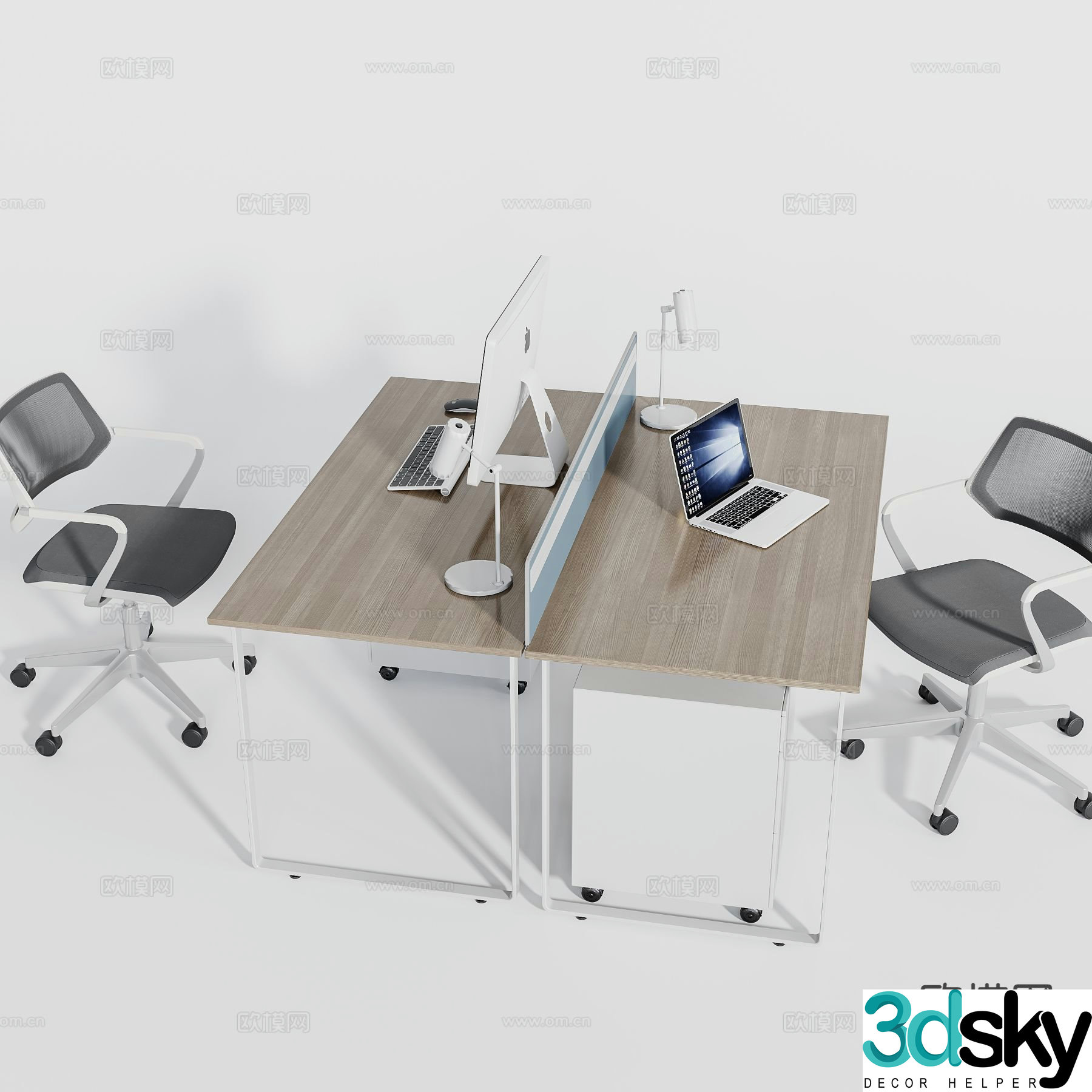 Card space desk work station post 3d model