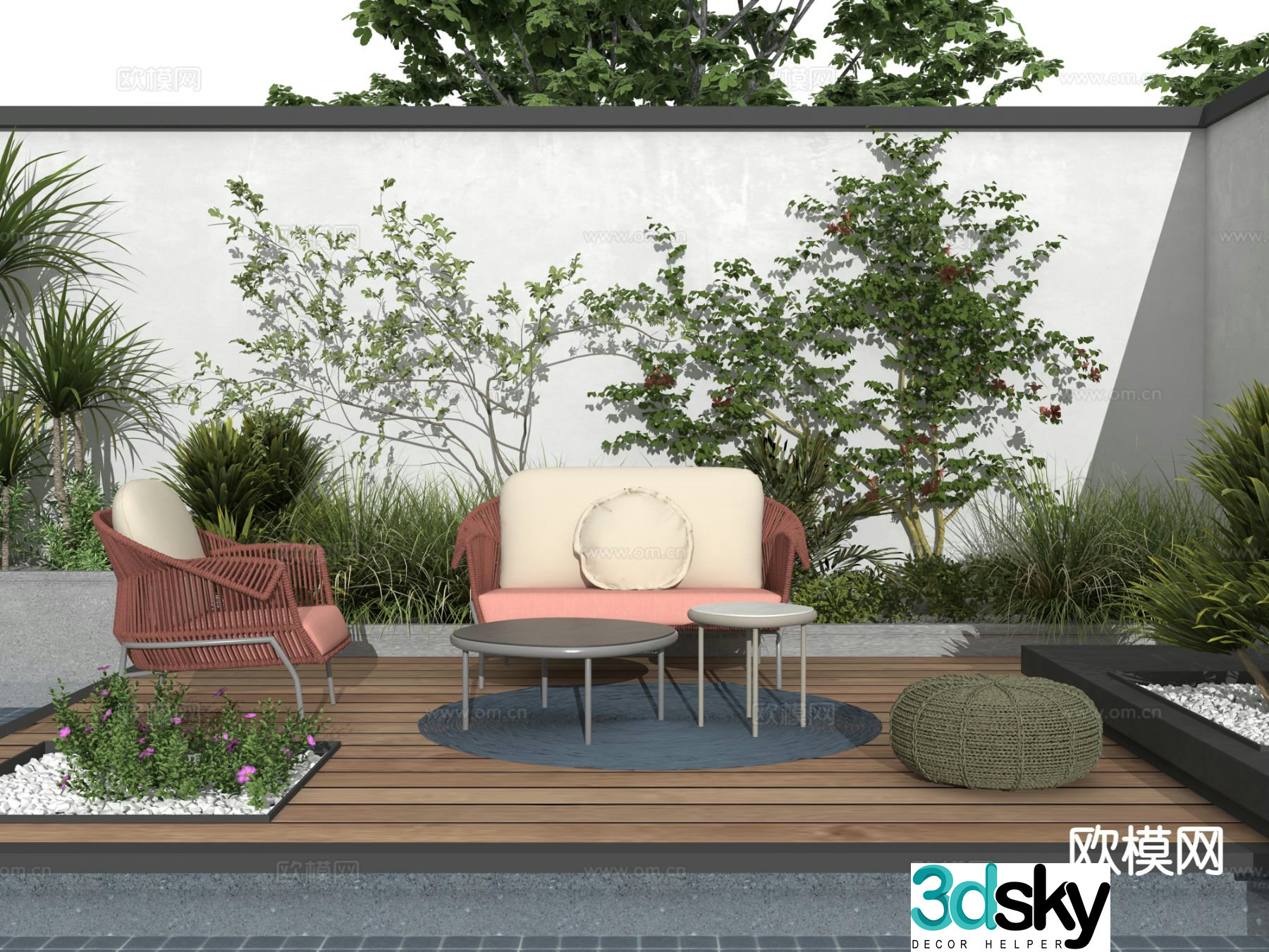 Modern outdoor sofa modular sofa 3d model