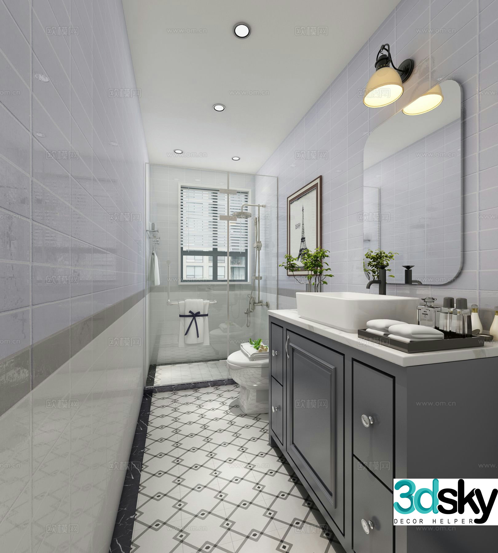 American bathroom bathroom 3d model