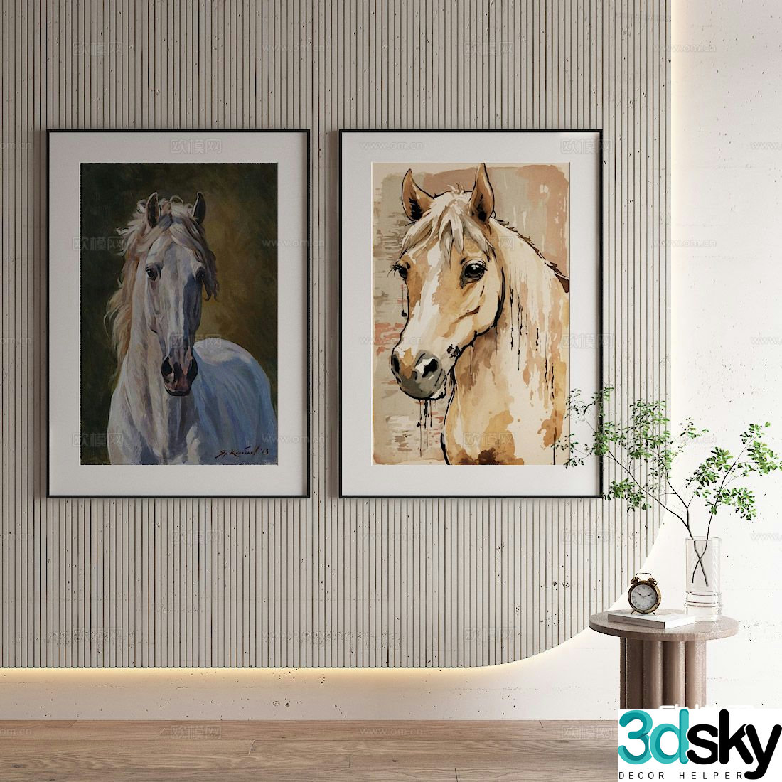 Nordic decorative painting oil painting horse painting 3d model