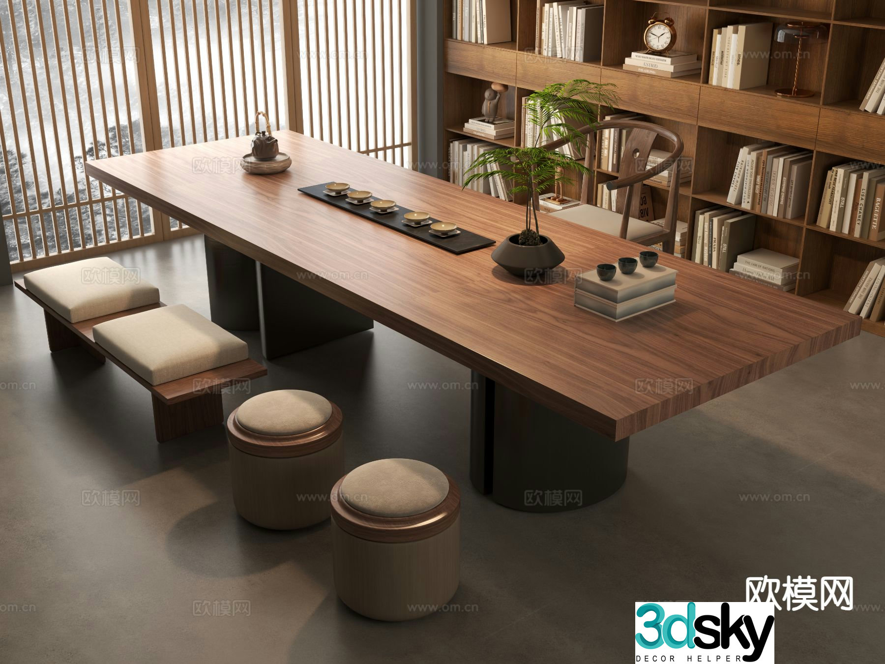 New Chinese style tea table tea making table 3d model