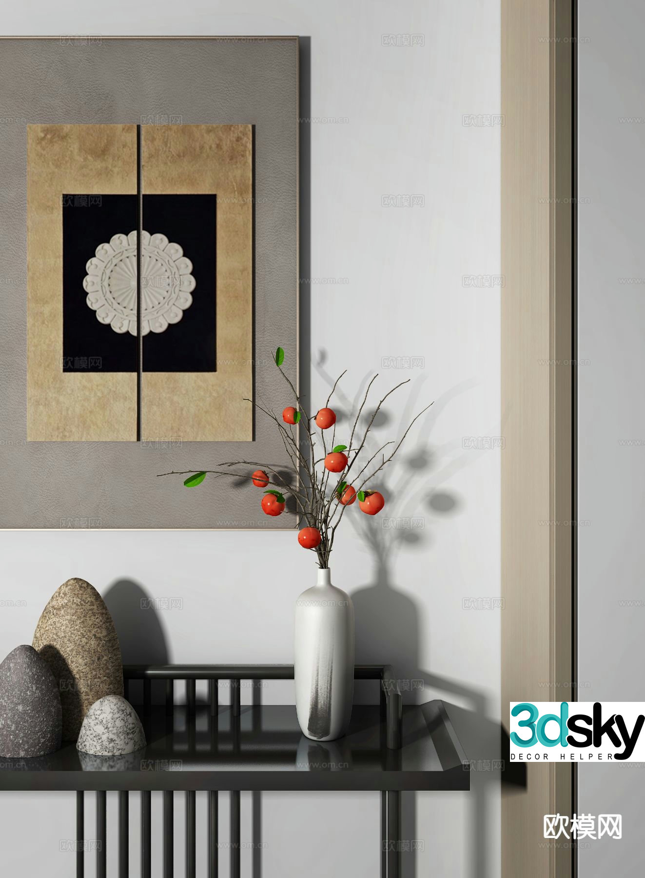 New Chinese style vase floral 3d model