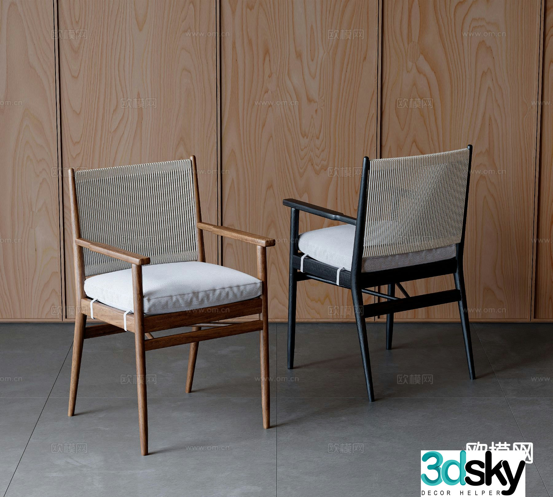 Wabi-sabi chair single chair dining chair 3d model