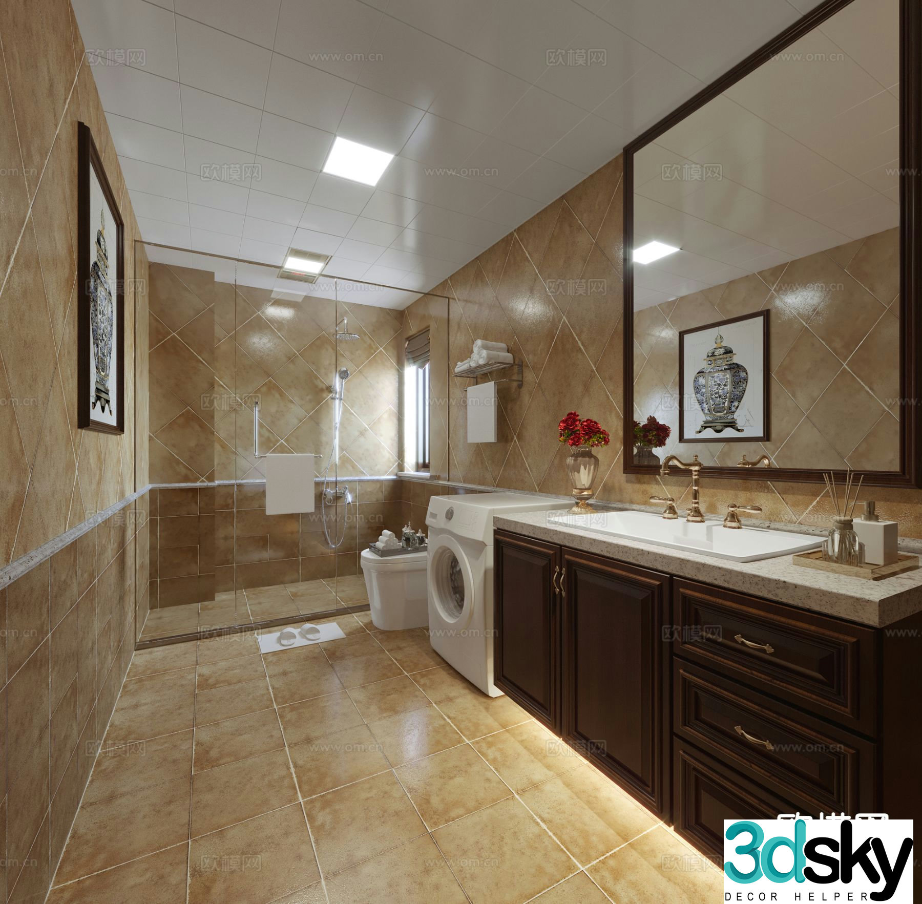 American bathroom bathroom 3d model