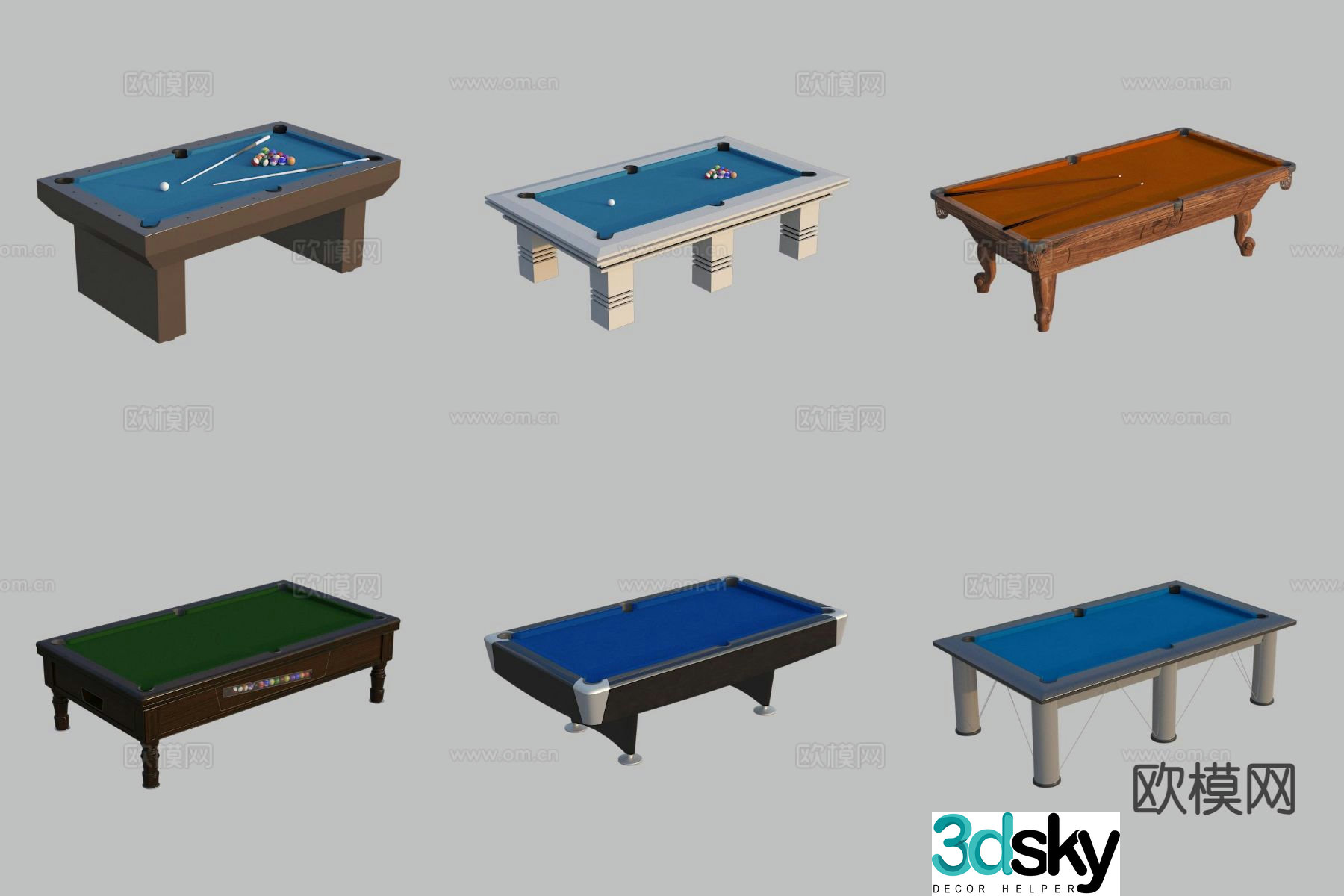Modern pool table billiards 3d model