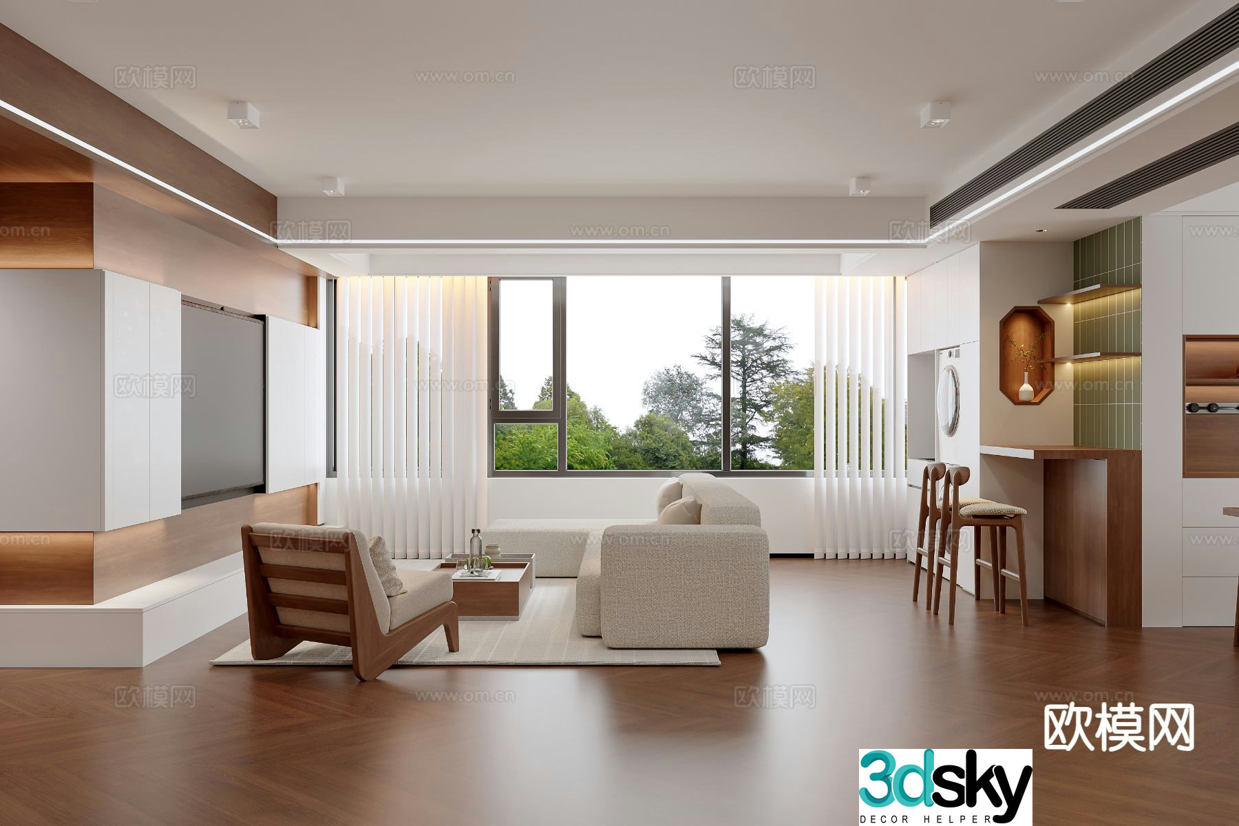 Modern guest restaurant 3d model