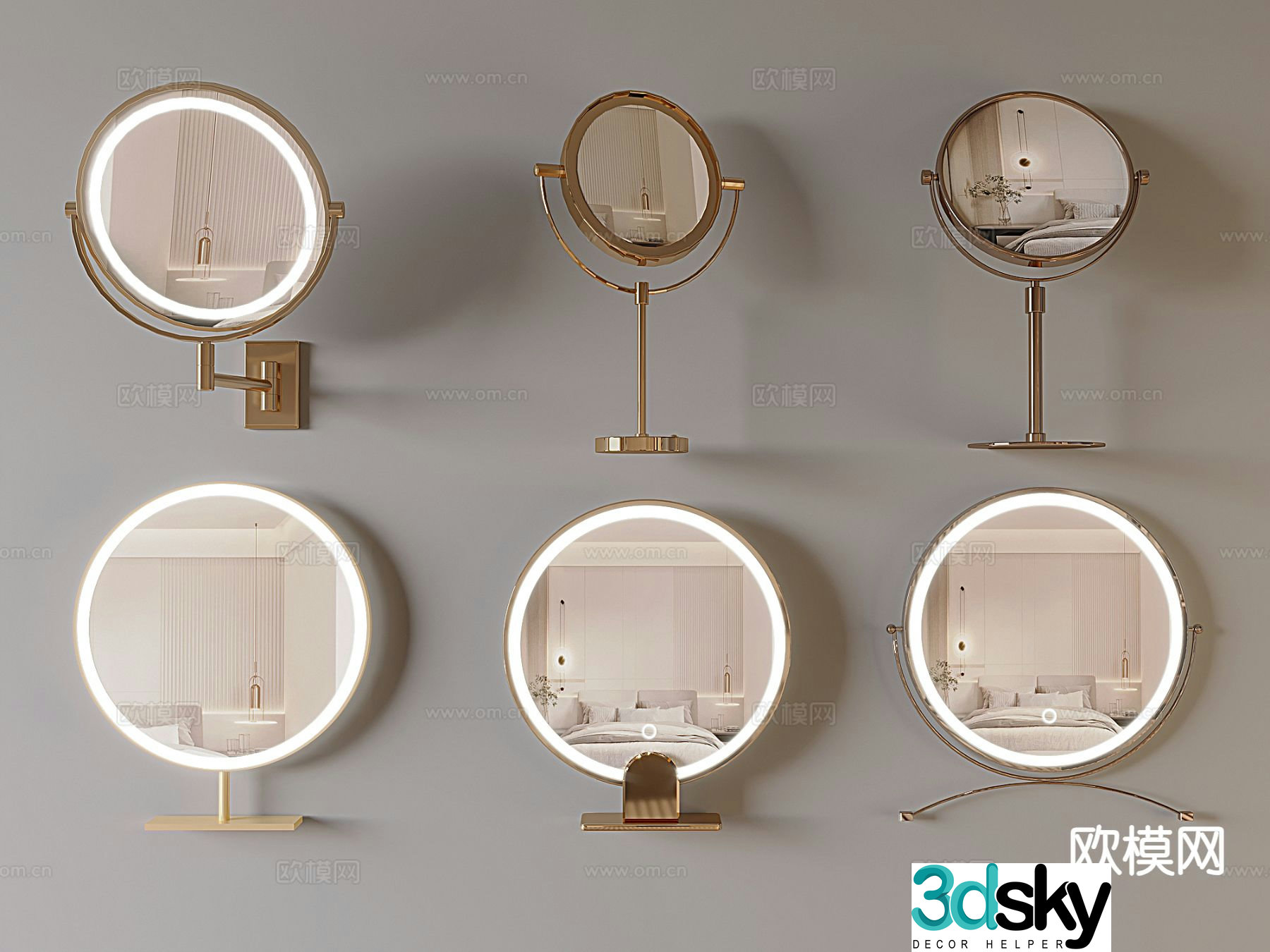 Modern mirror cosmetic mirror round mirror 3d model