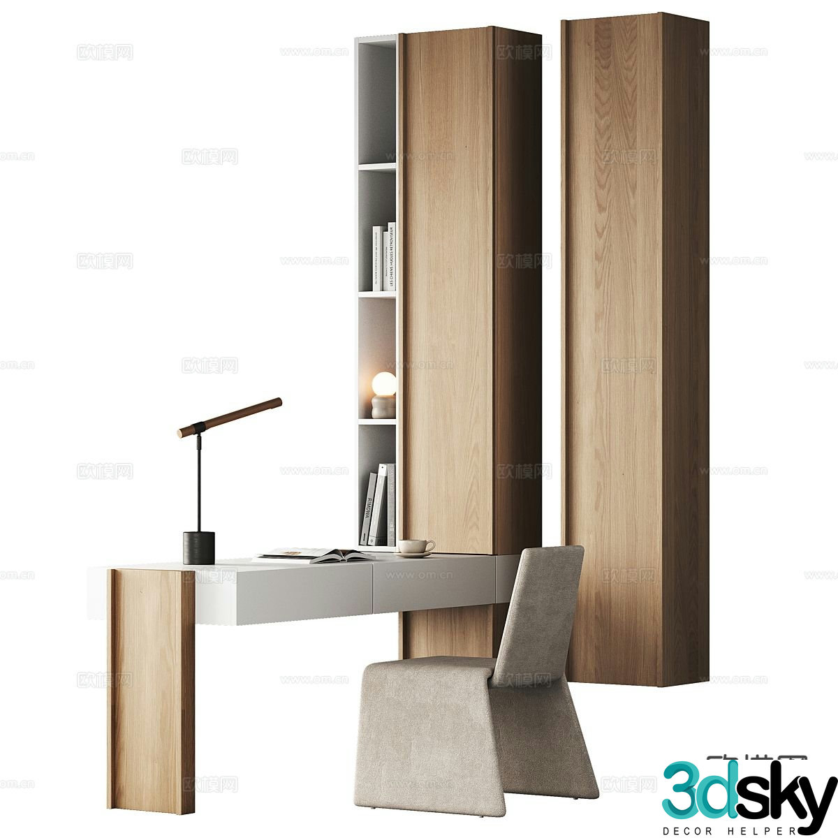 Integrated desk and chair 3d model