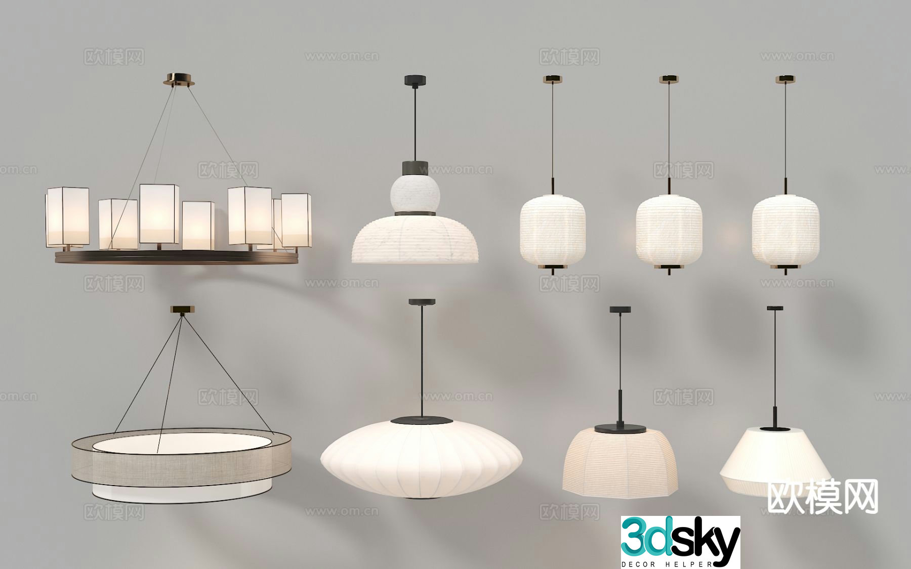 New Chinese style chandelier lantern 3d model