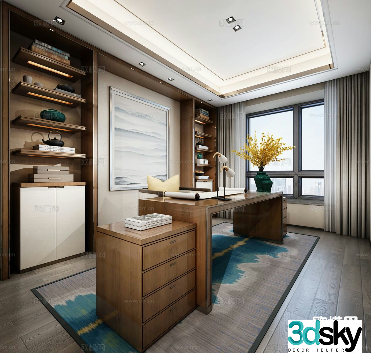 New Chinese style study 3D model