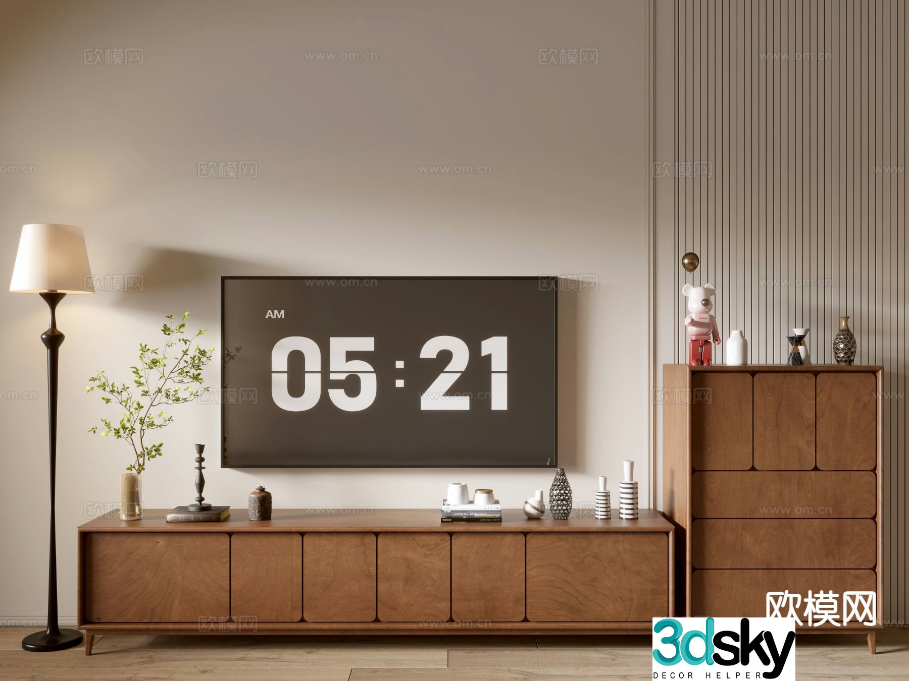 Wabi Sabi TV Cabinet Side Cabinet 3D Model