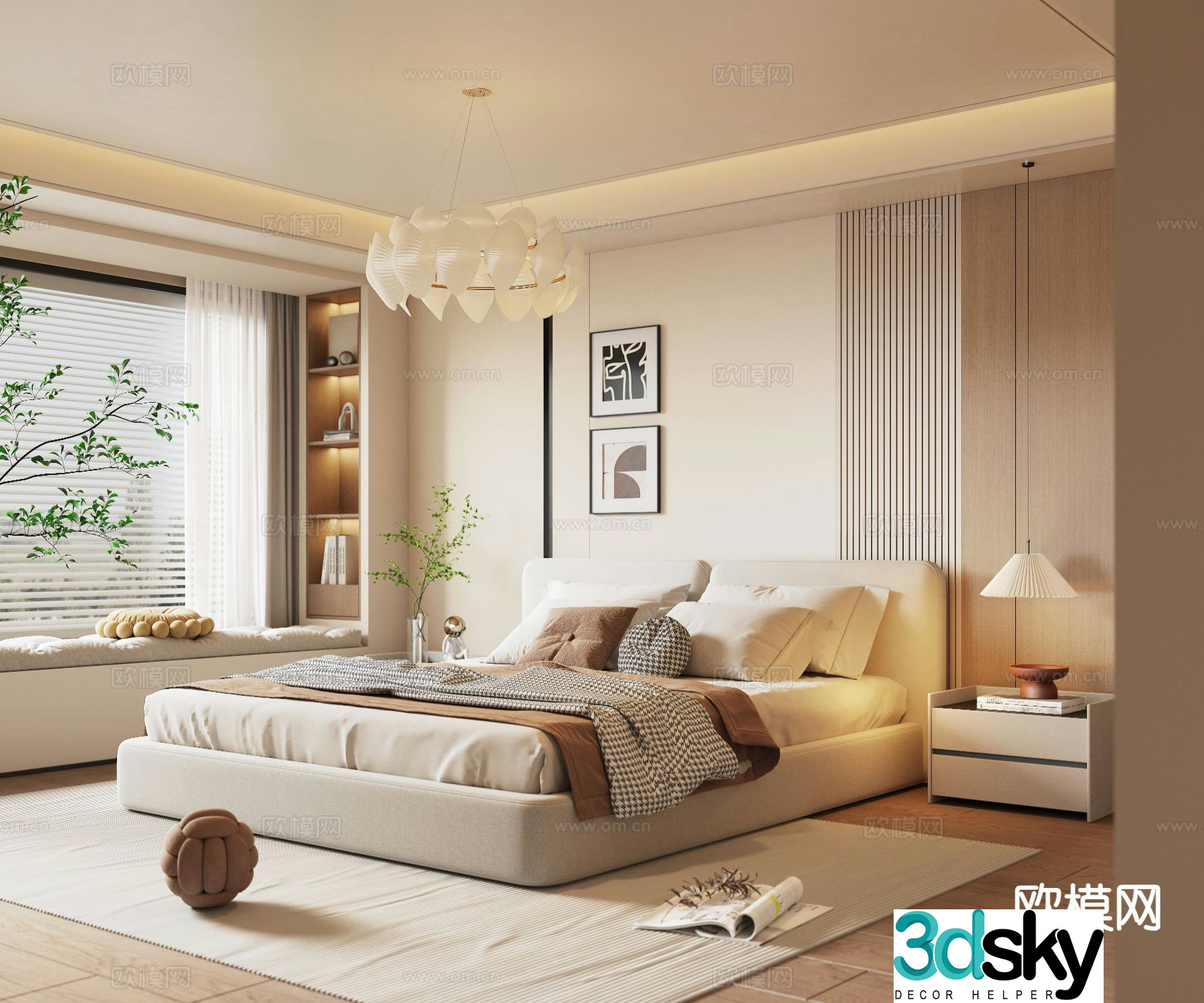 Cream style bedroom master bedroom 3d model
