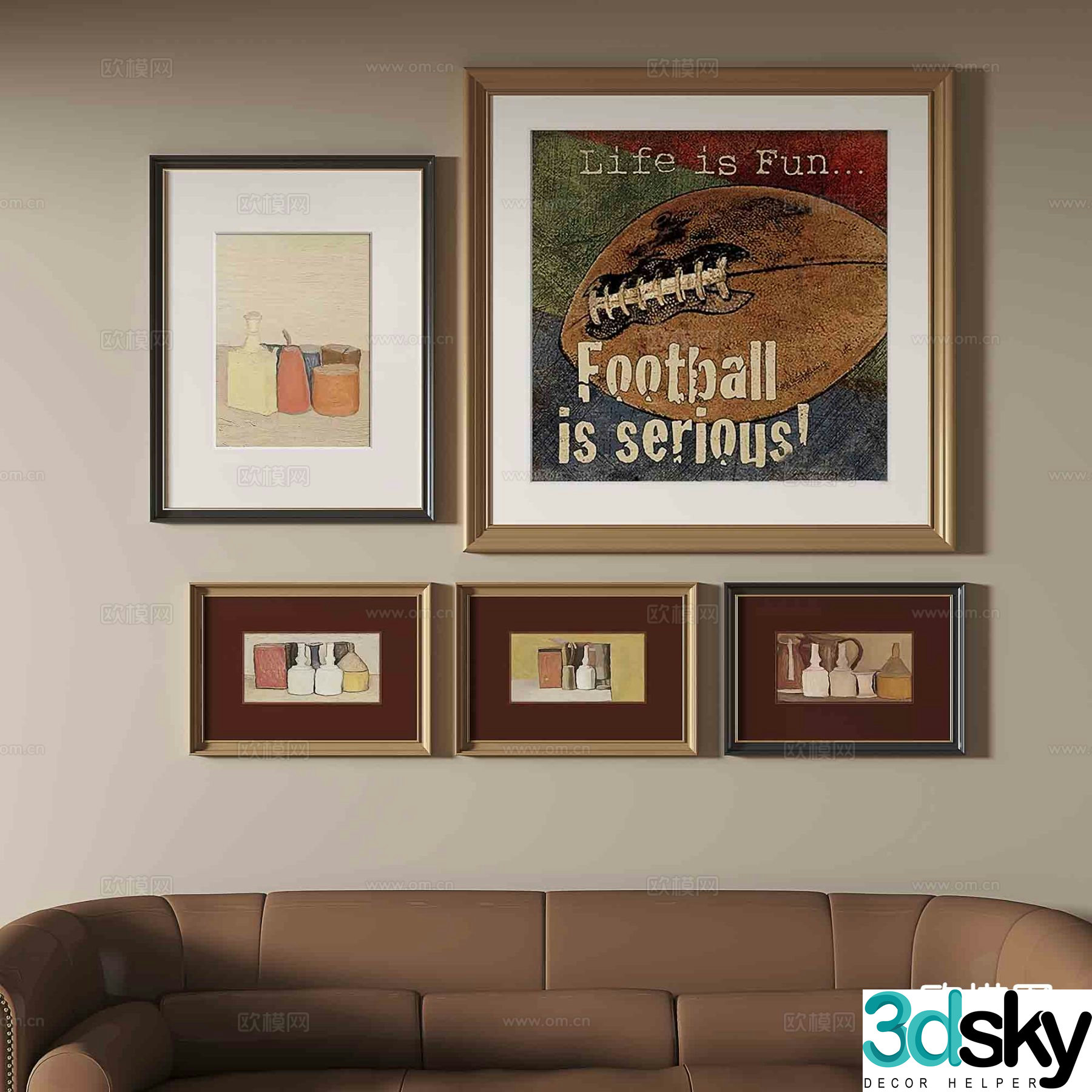 French retro painting abstract painting decorative painting 3d model