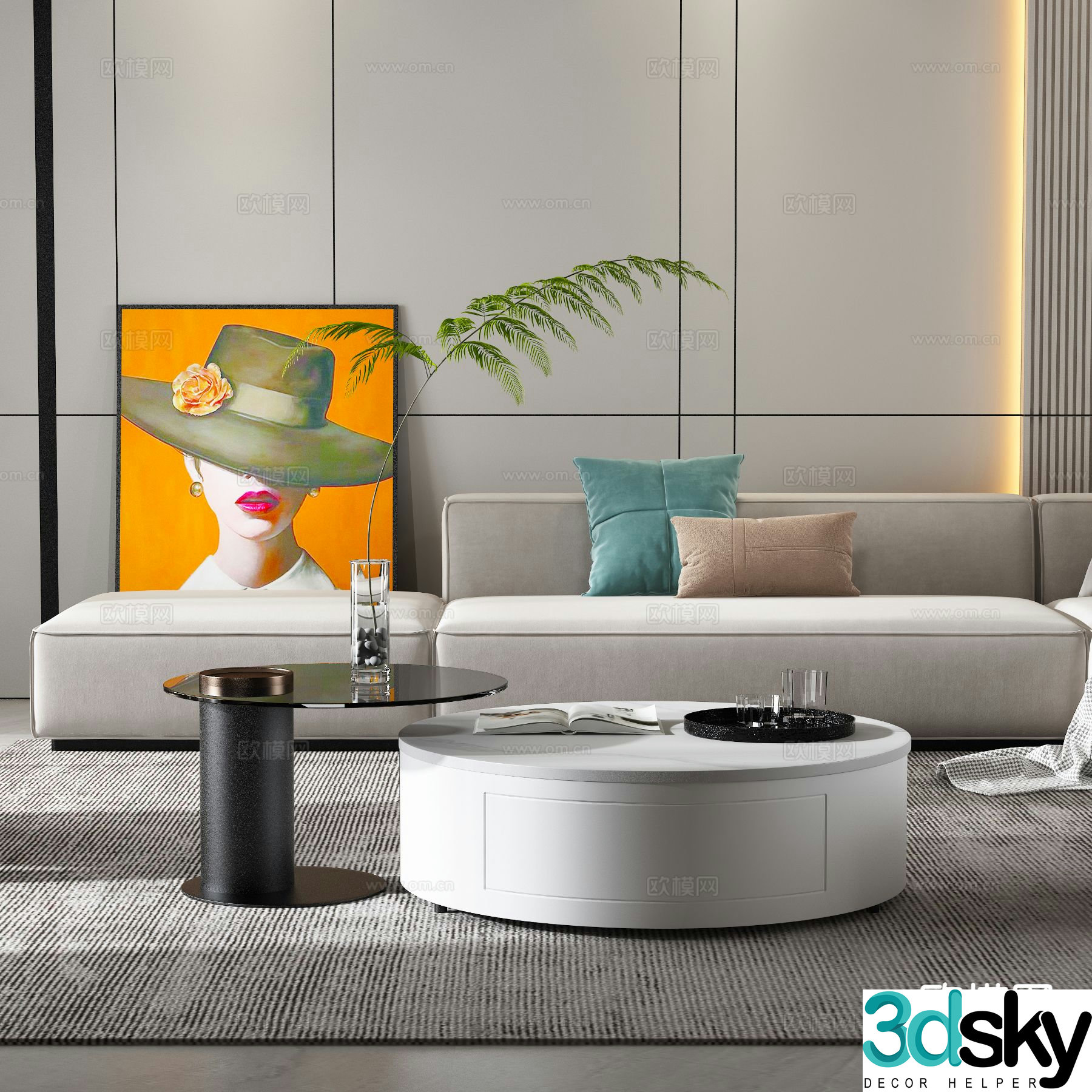 Minimalist coffee table mother-in-law coffee table 3d model