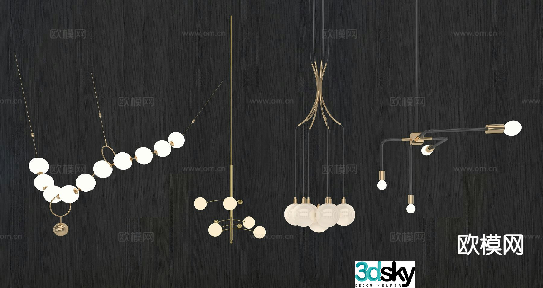 Light luxury chandelier restaurant chandelier 3d model