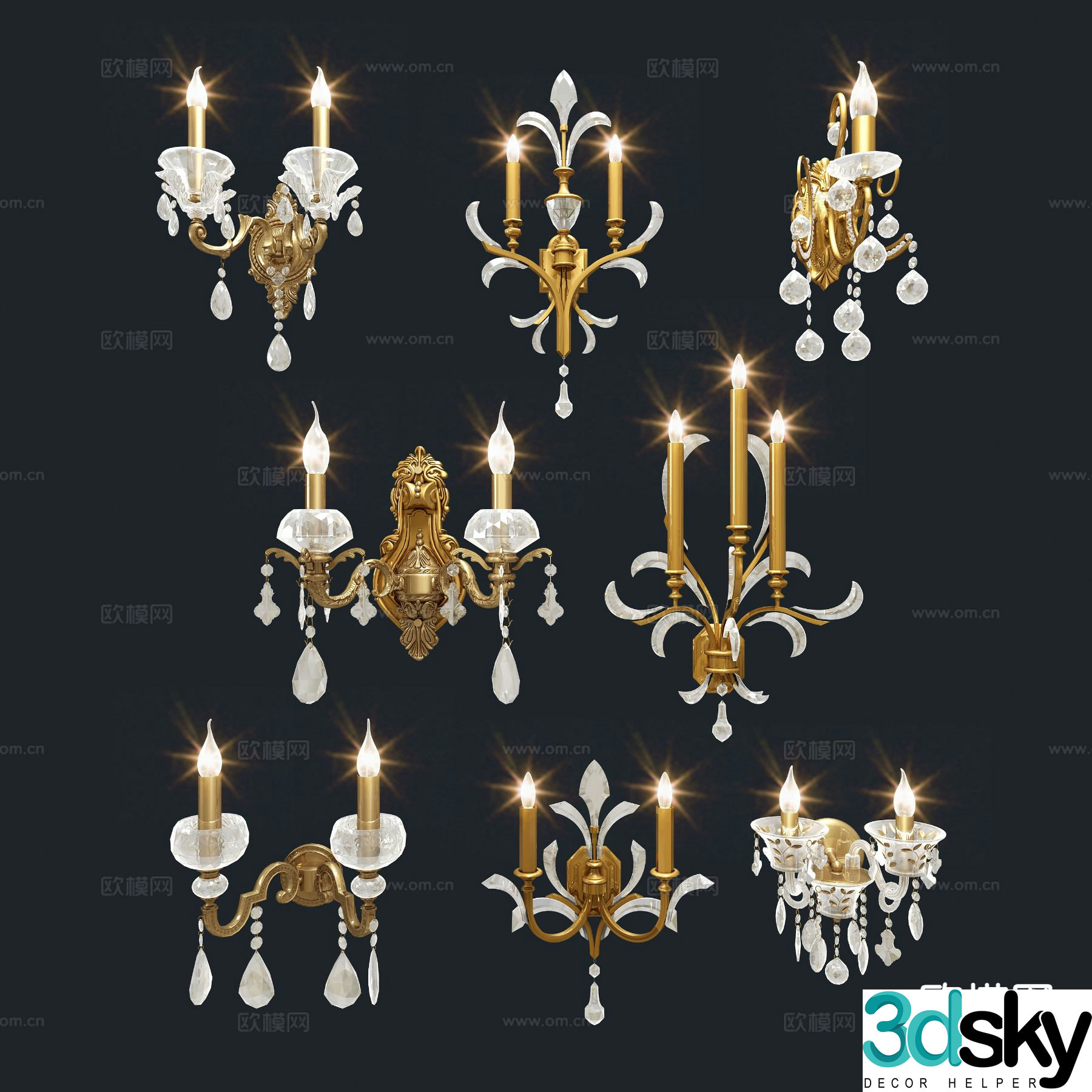 European wall lamp bedside wall lamp 3d model