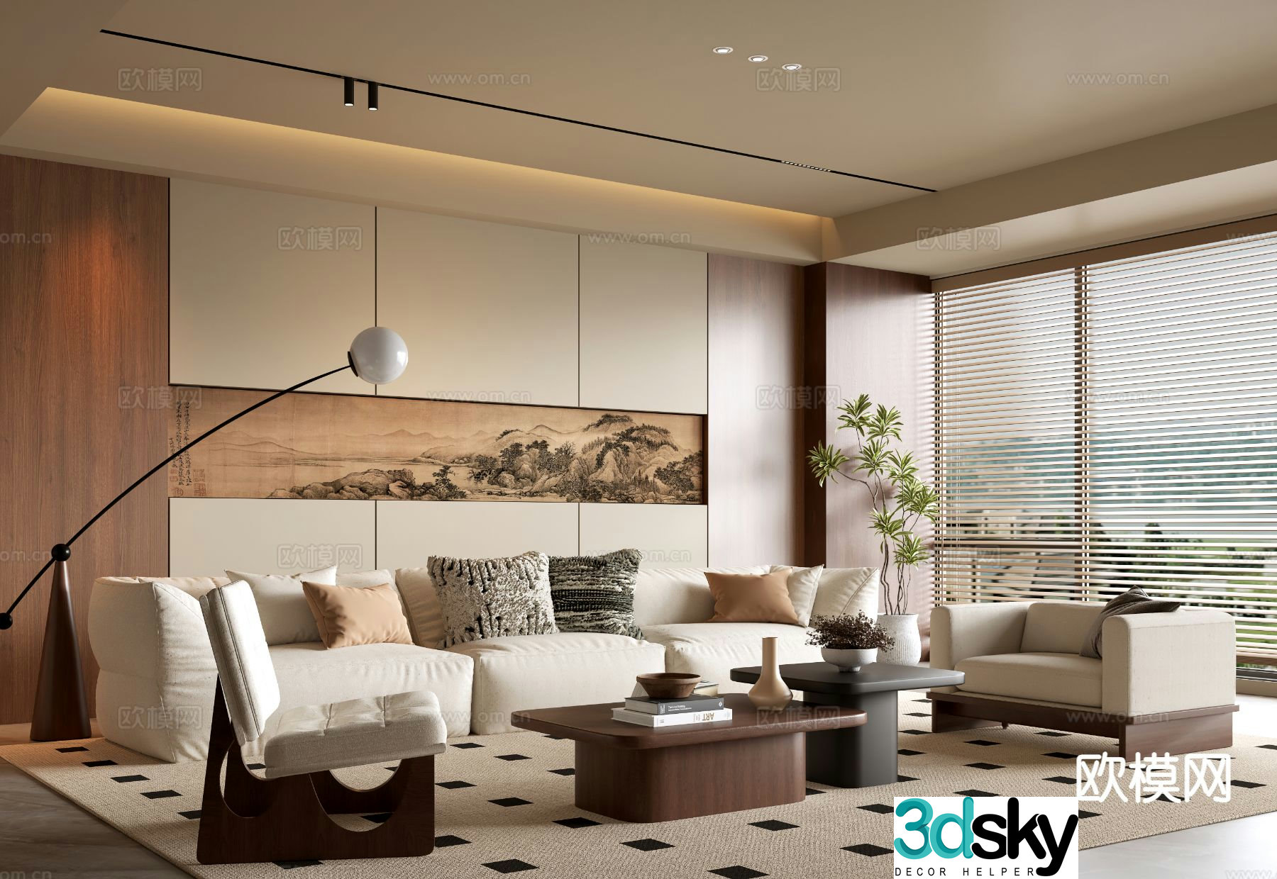 Medieval style living room Song style aesthetics 3D model