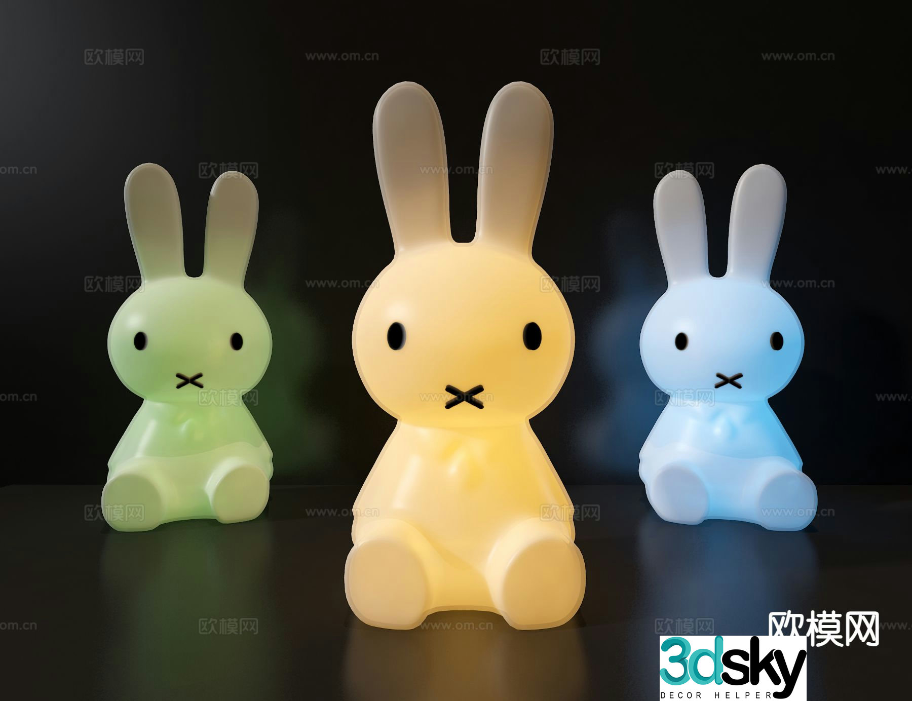 Rabbit night light decorative lamp 3d model