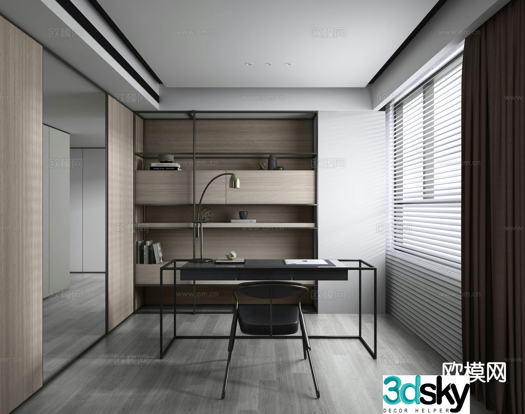 Modern study room 3d model