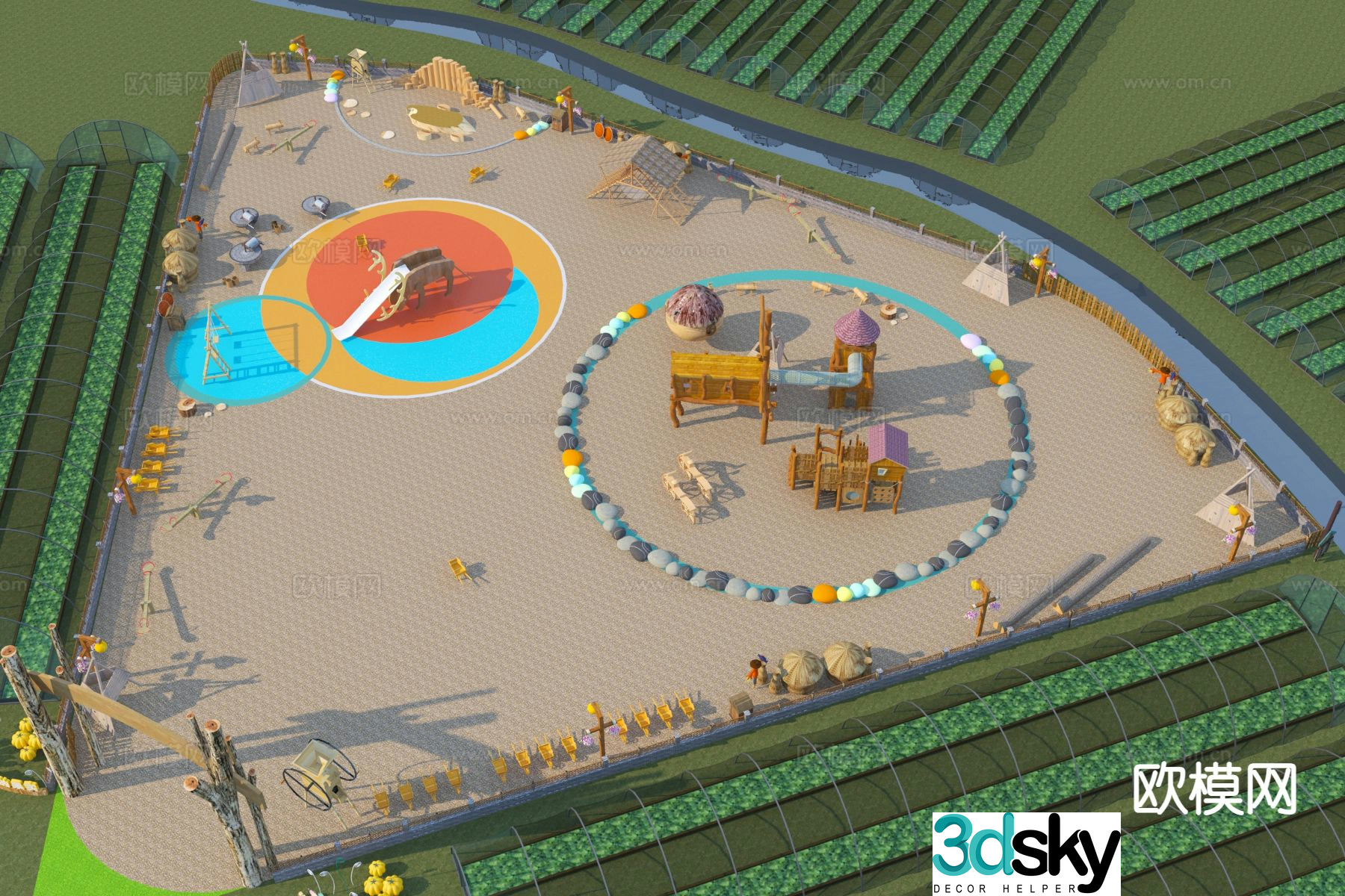 Pastoral play area children’s play area 3d model