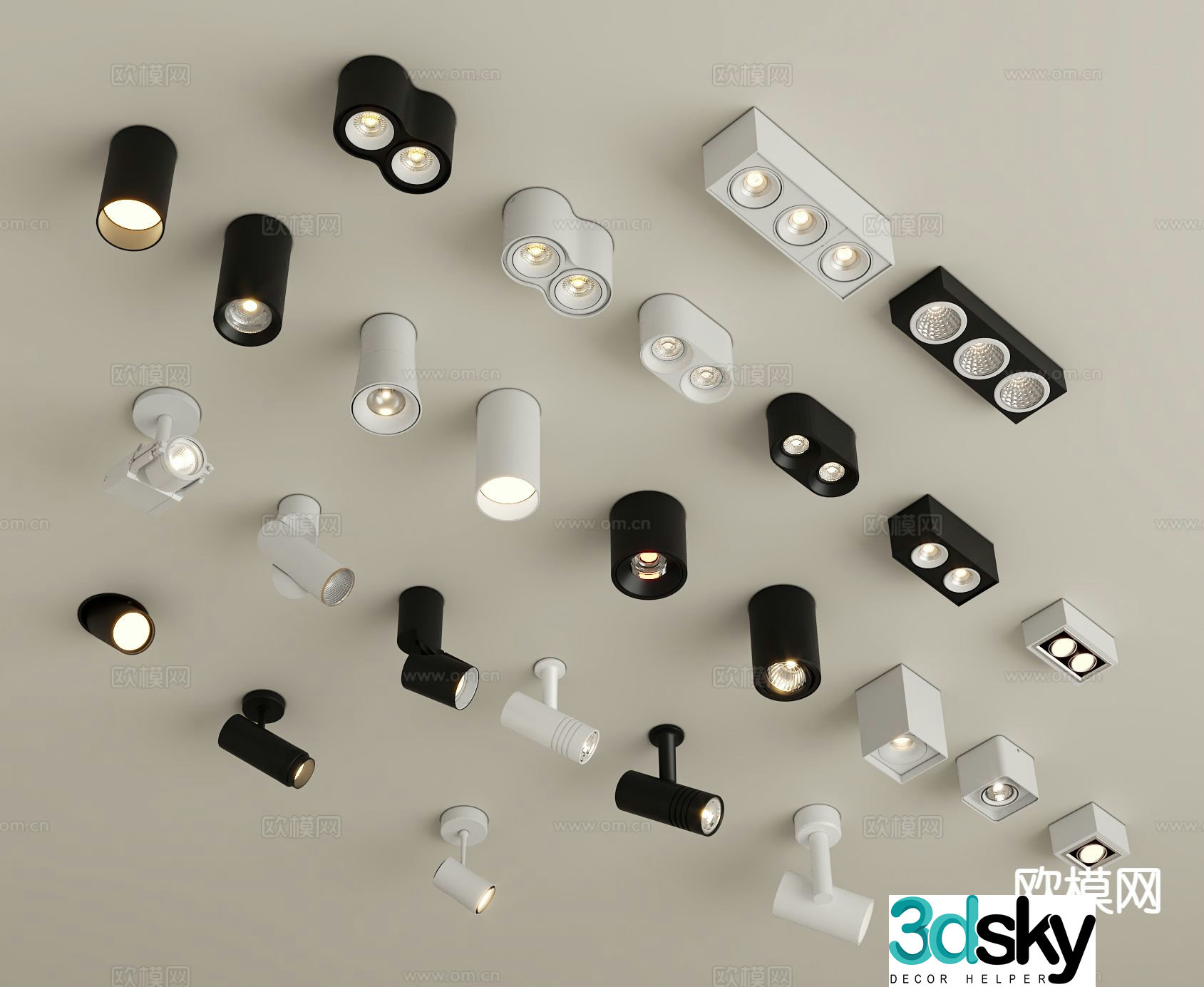 Downlight spotlight magnetic light track light 3d model