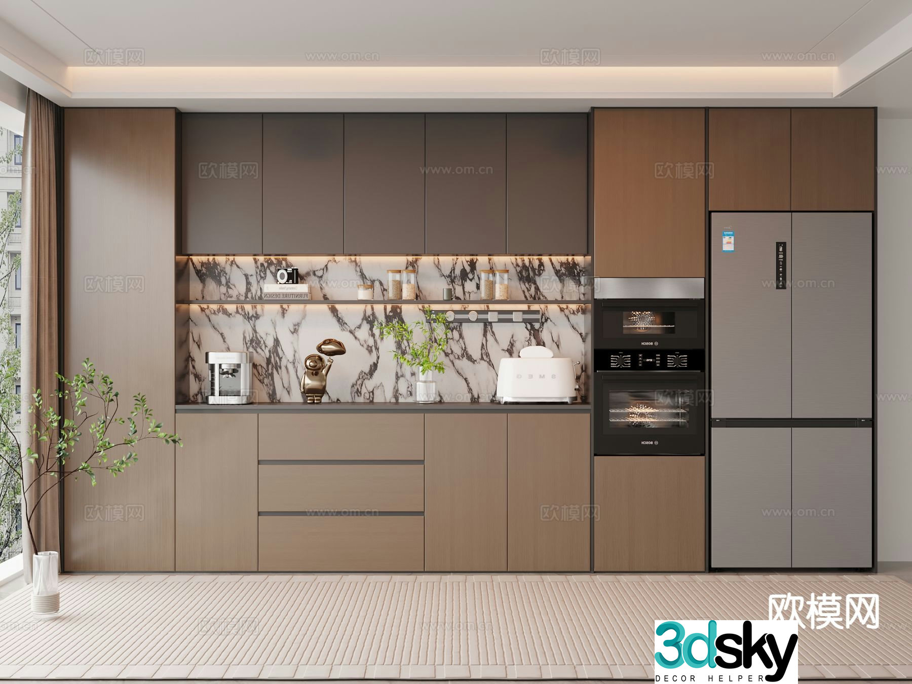 Italian wine cabinet sideboard 3d model