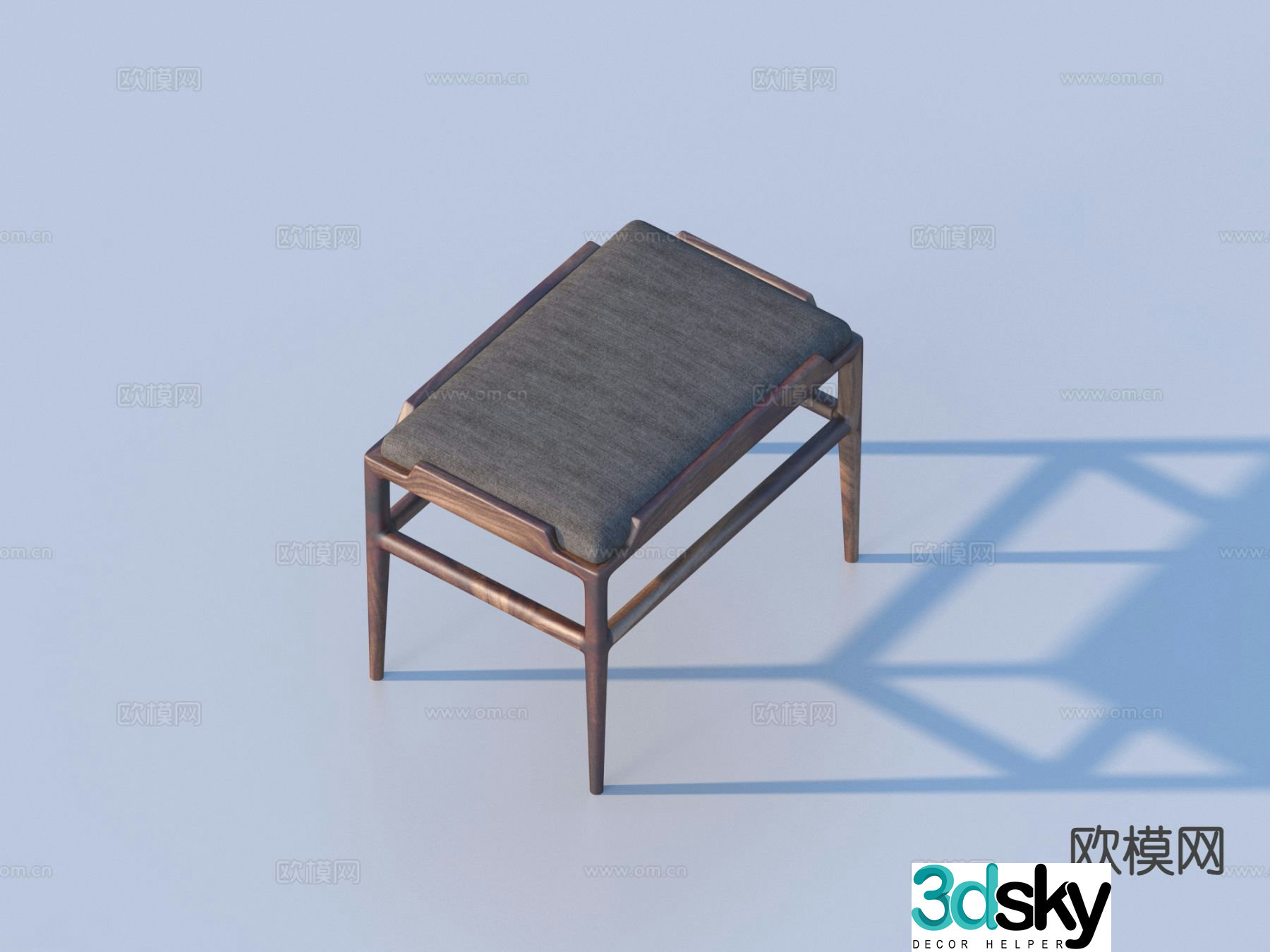 New Chinese style sofa stool wooden stool stool 3d model