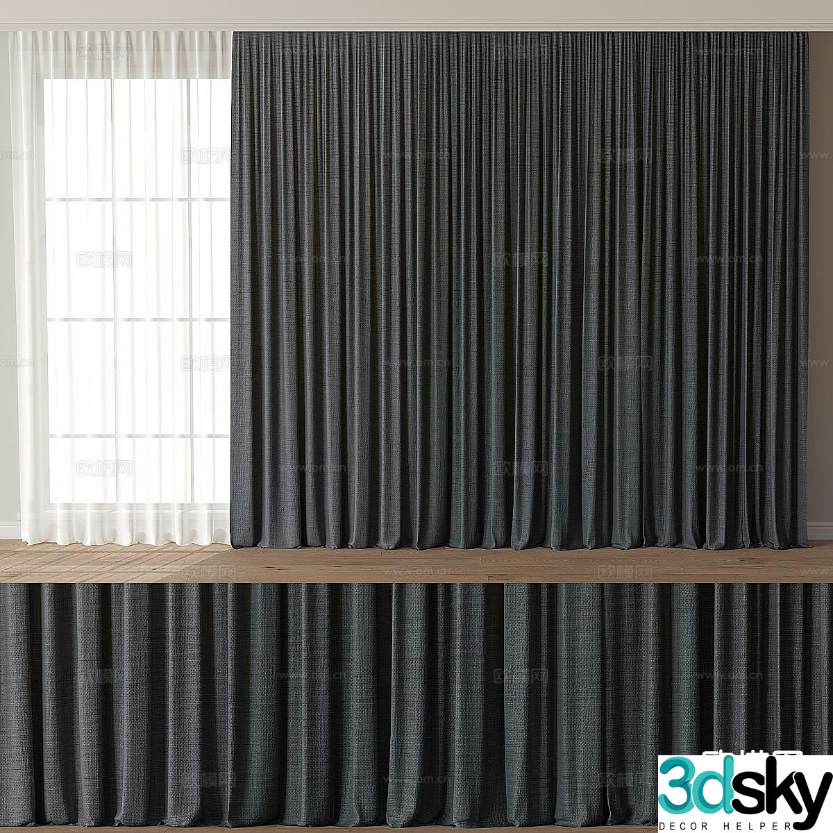 Plain curtains and screens 3d model