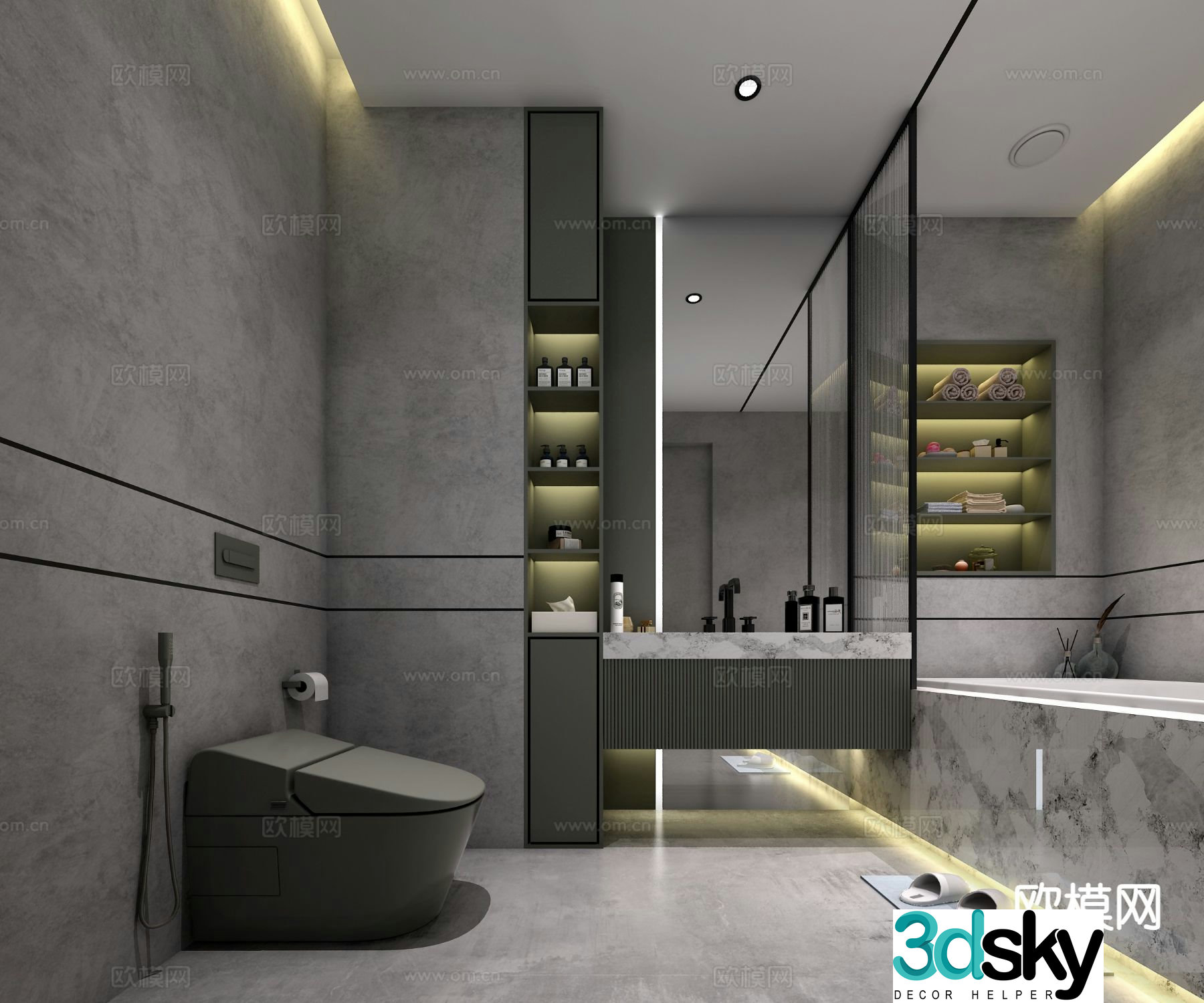 Industrial style bathroom bathroom 3d model