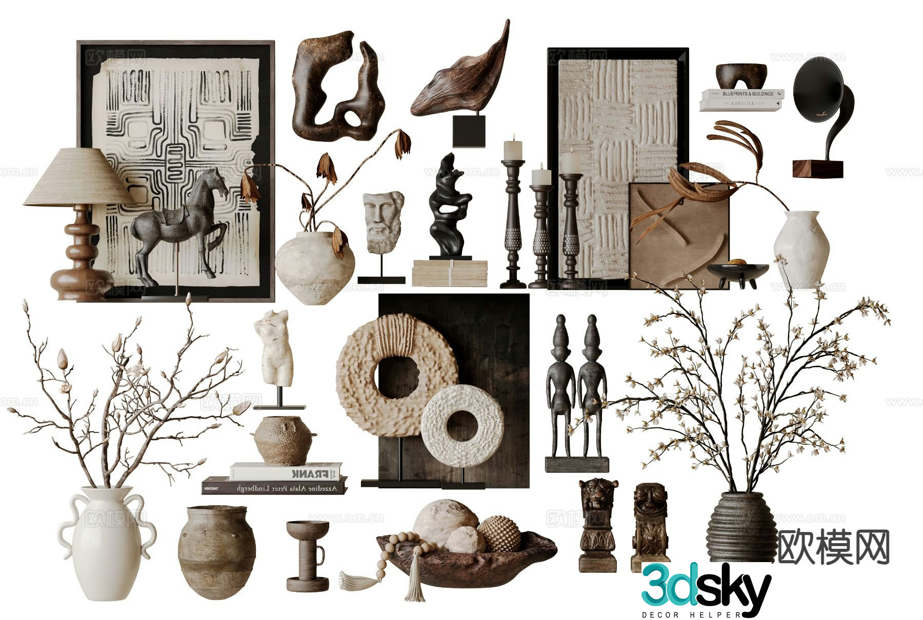 Medieval style jewelry ornaments pottery pots sculpture 3D models