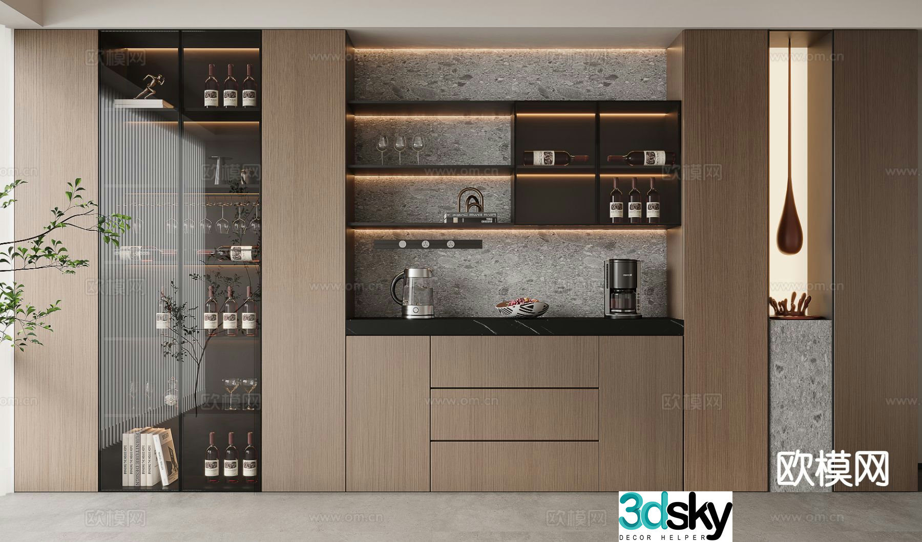 Modern glass wine cabinet 3d model