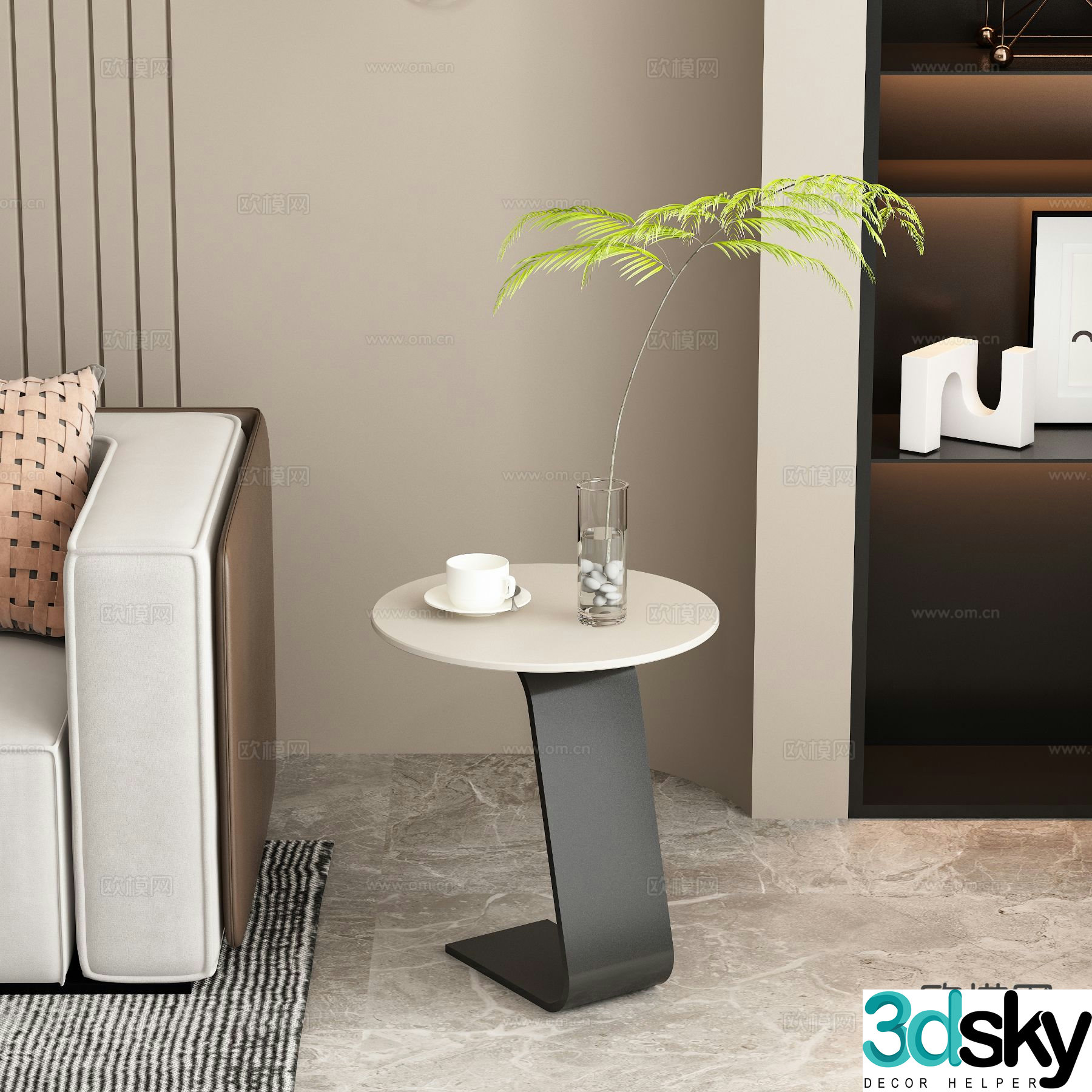 Modern side table corner table round table 3D model