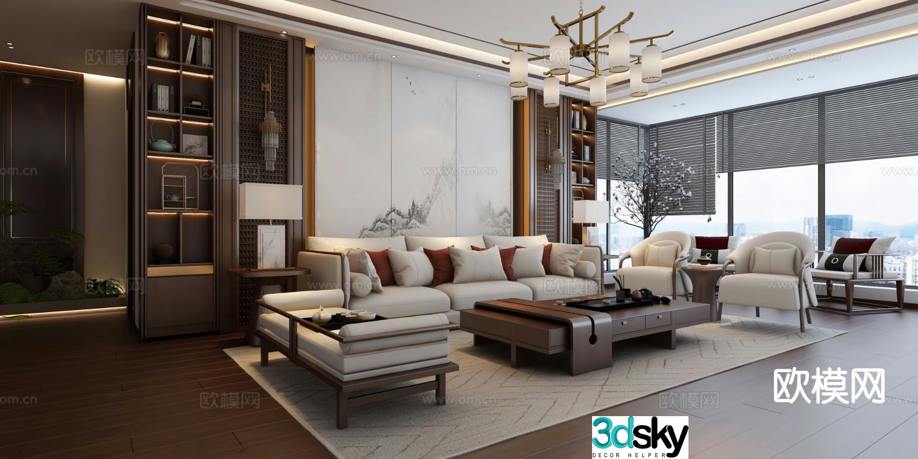 New Chinese style living room 3d model