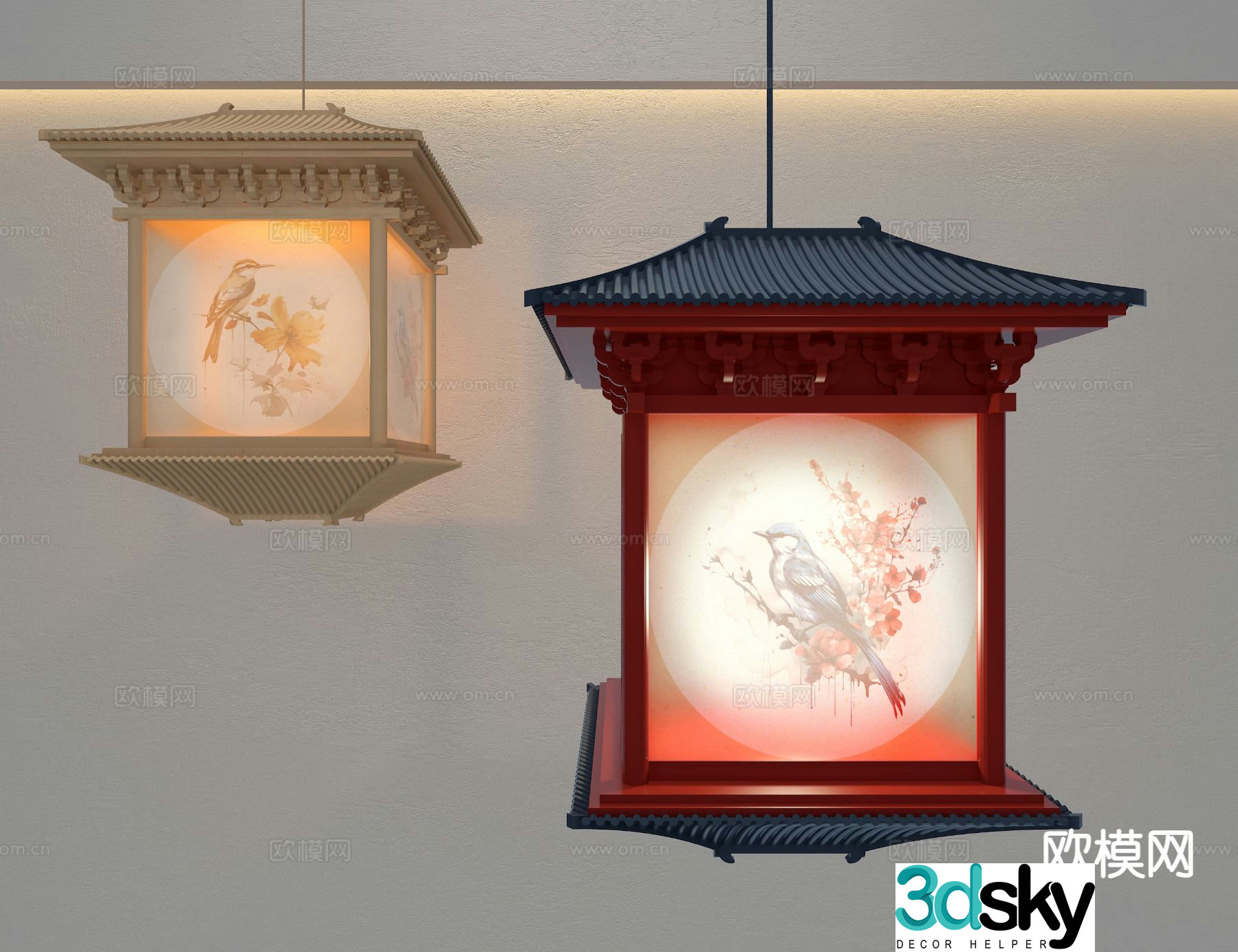 New Chinese style chandelier 3d model