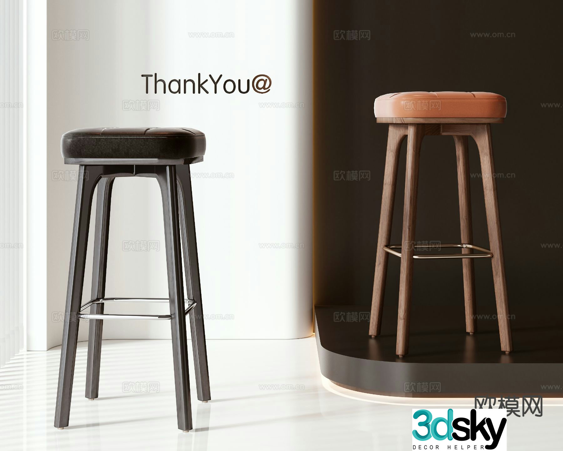 Modern bar stool bar stool high stool 3d model
