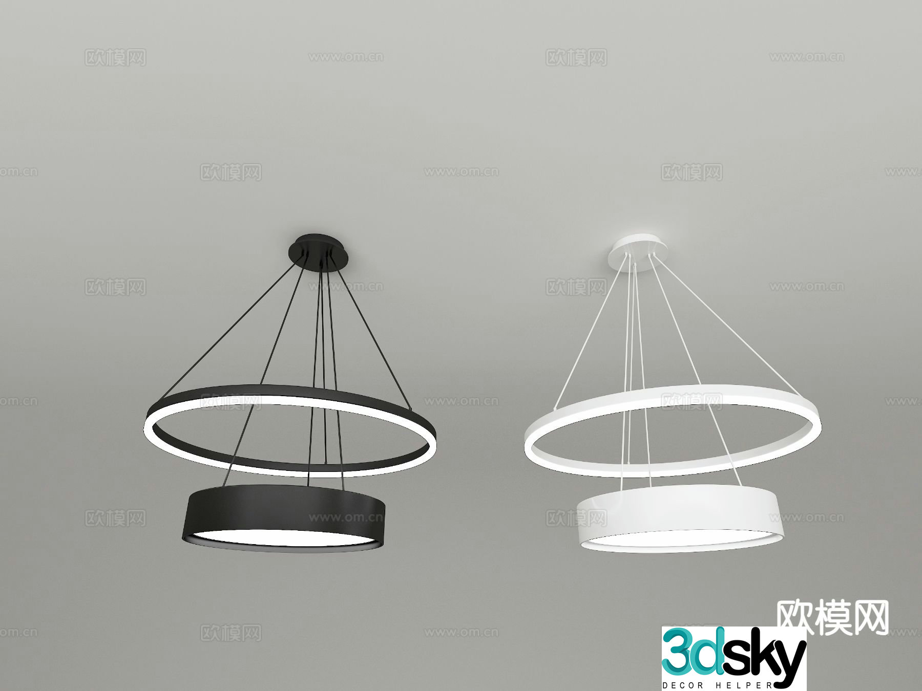 Modern ring chandelier minimalist chandelier 3d model