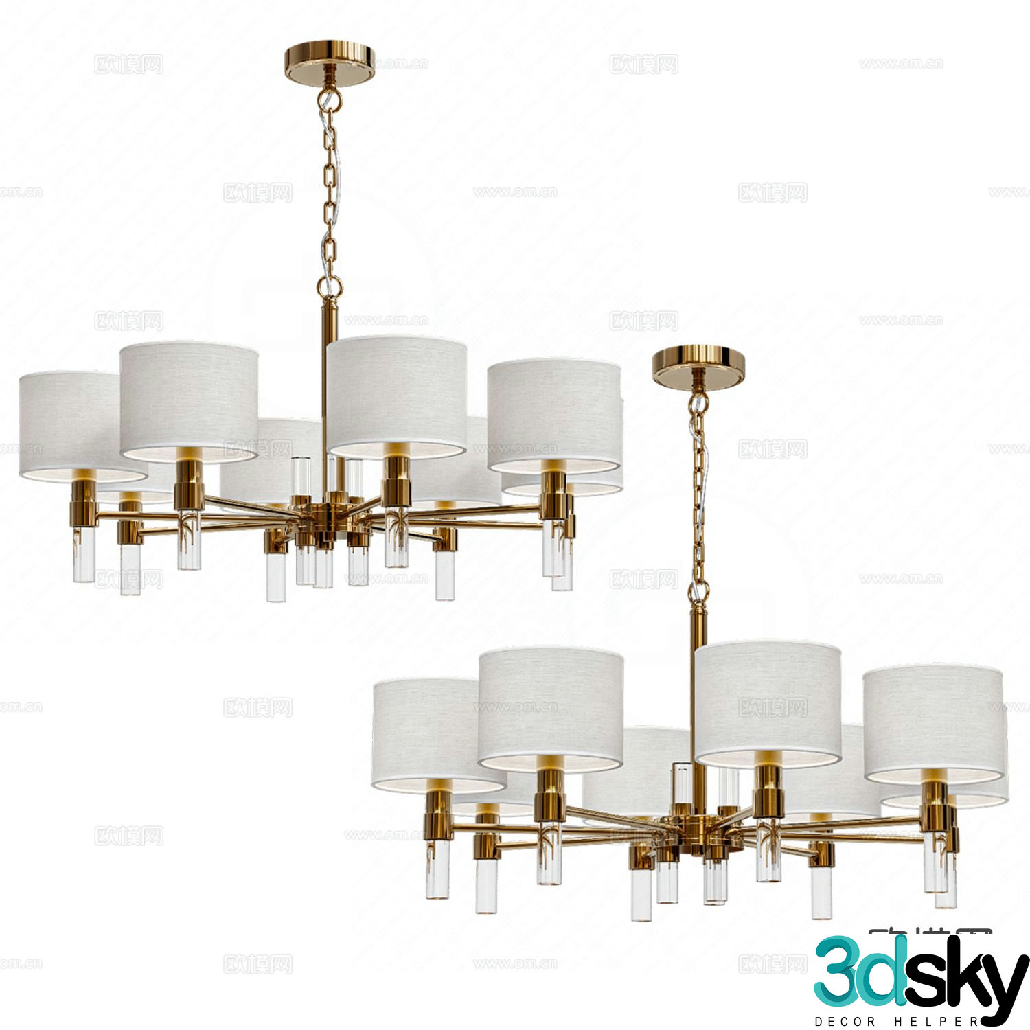 Light luxury chandelier multi-head chandelier 3D model