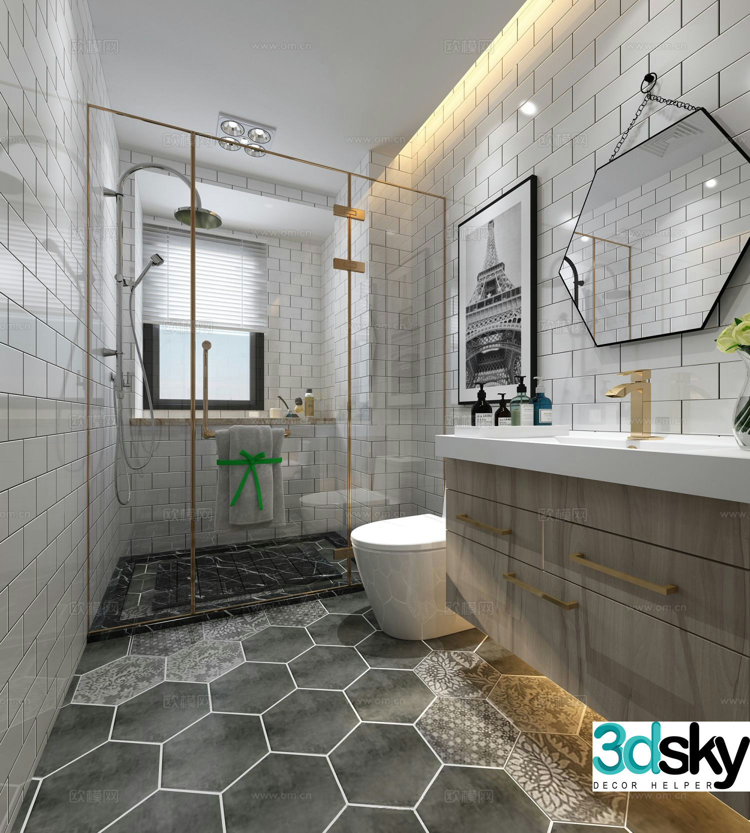 American bathroom bathroom 3d model