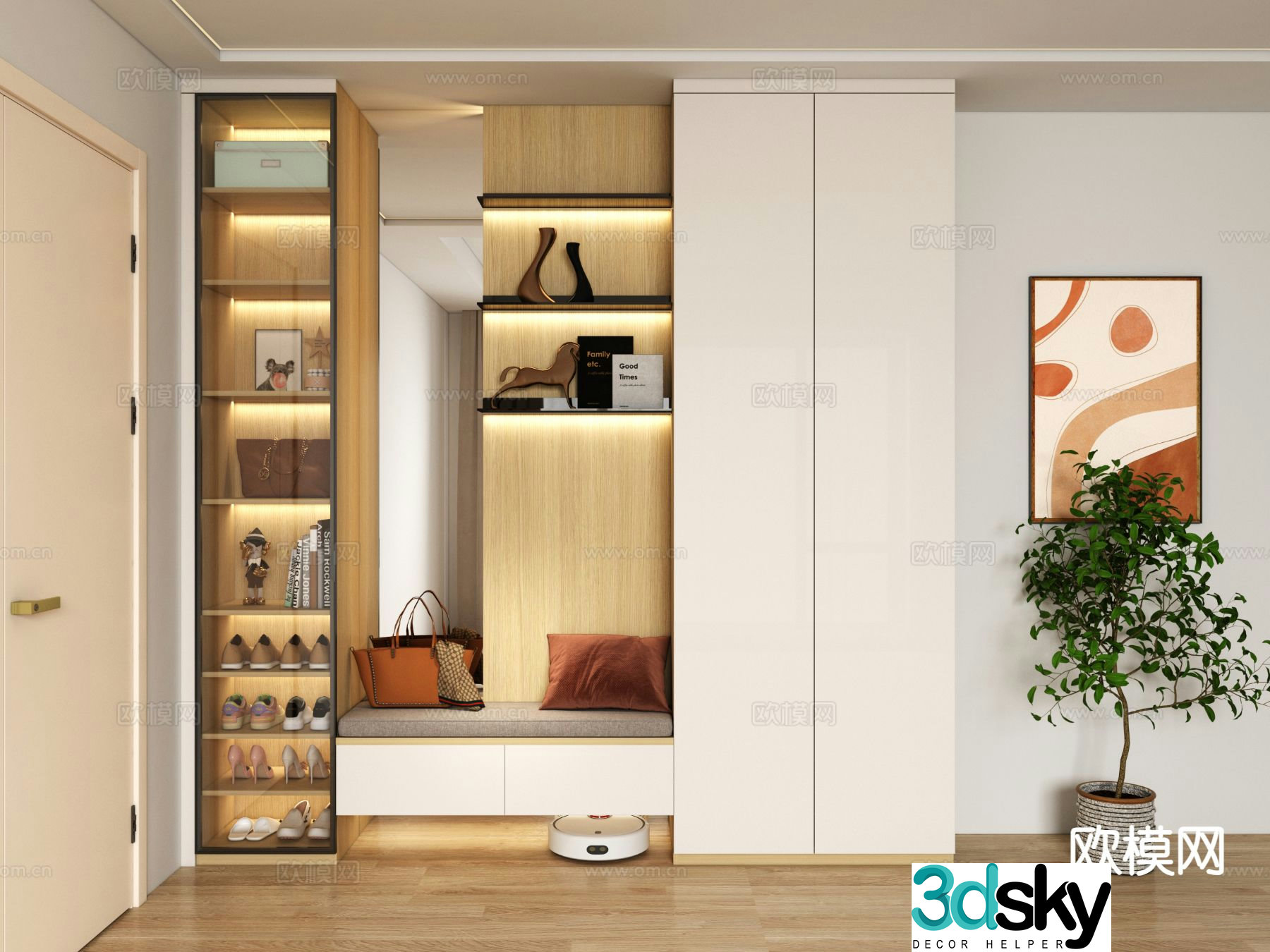 Modern entrance shoe cabinet 3d model