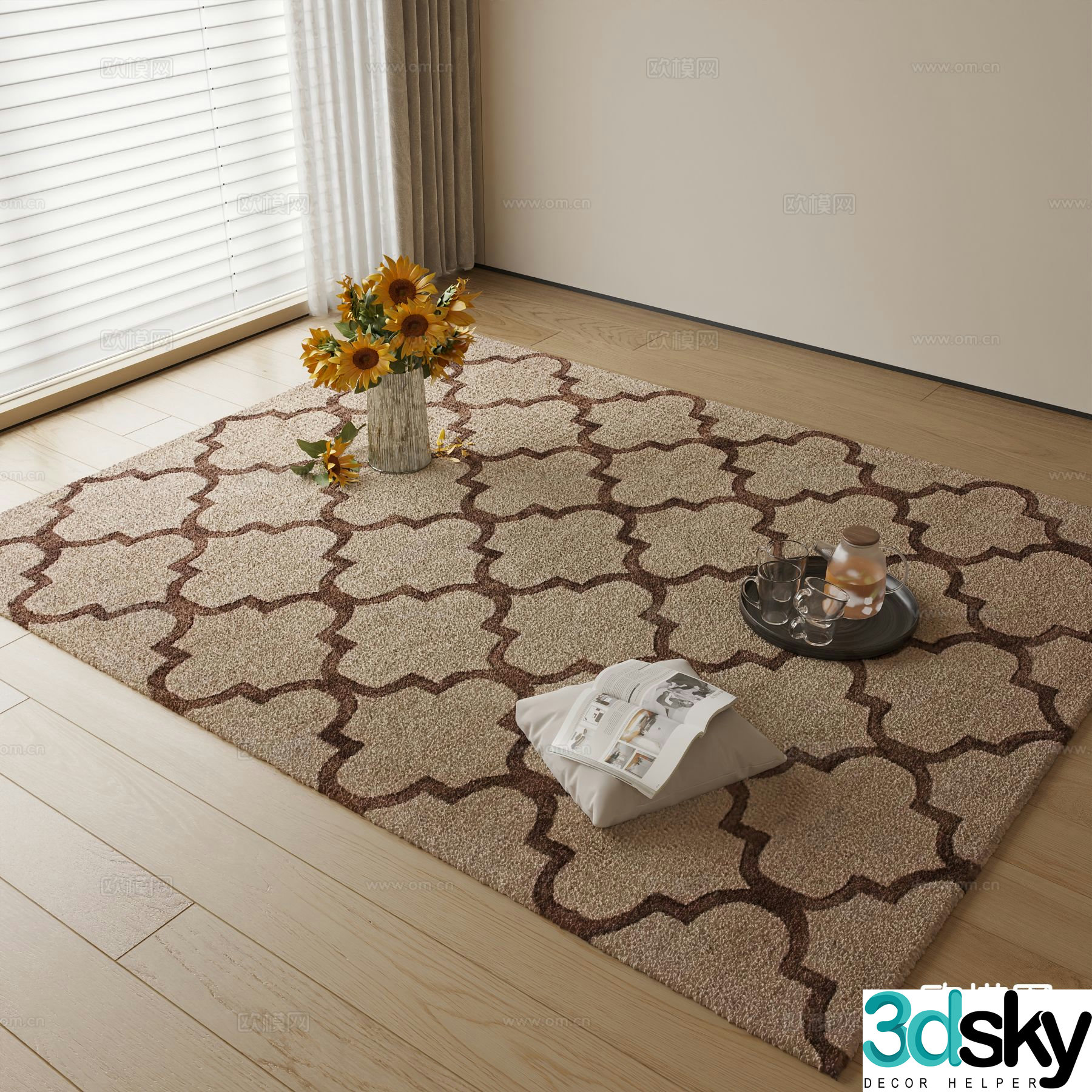 Modern geometric pattern carpet 3d model