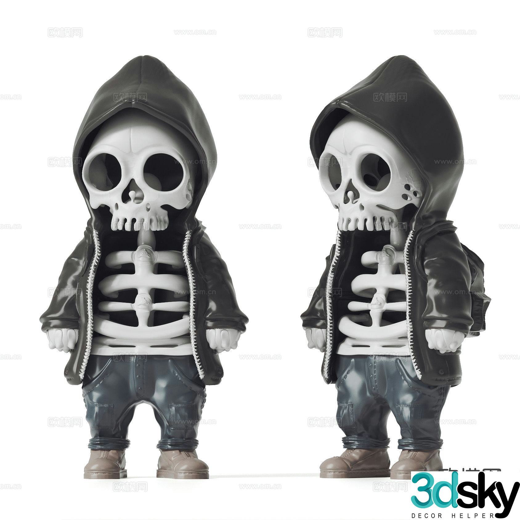 Skeleton trendy toy sculpture doll cartoon ornament 3d model