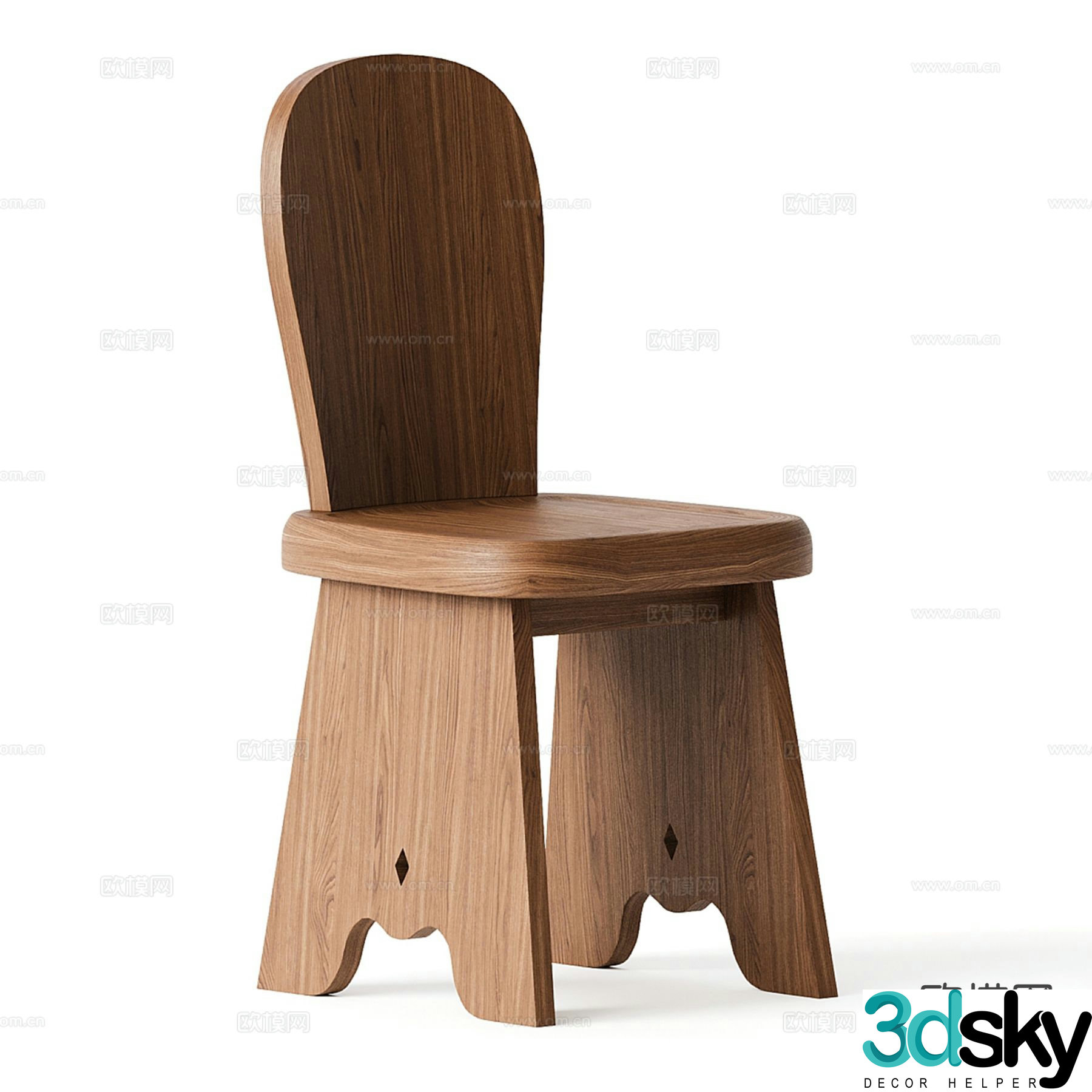Medieval style dining chair single chair wooden chair chair 3d model