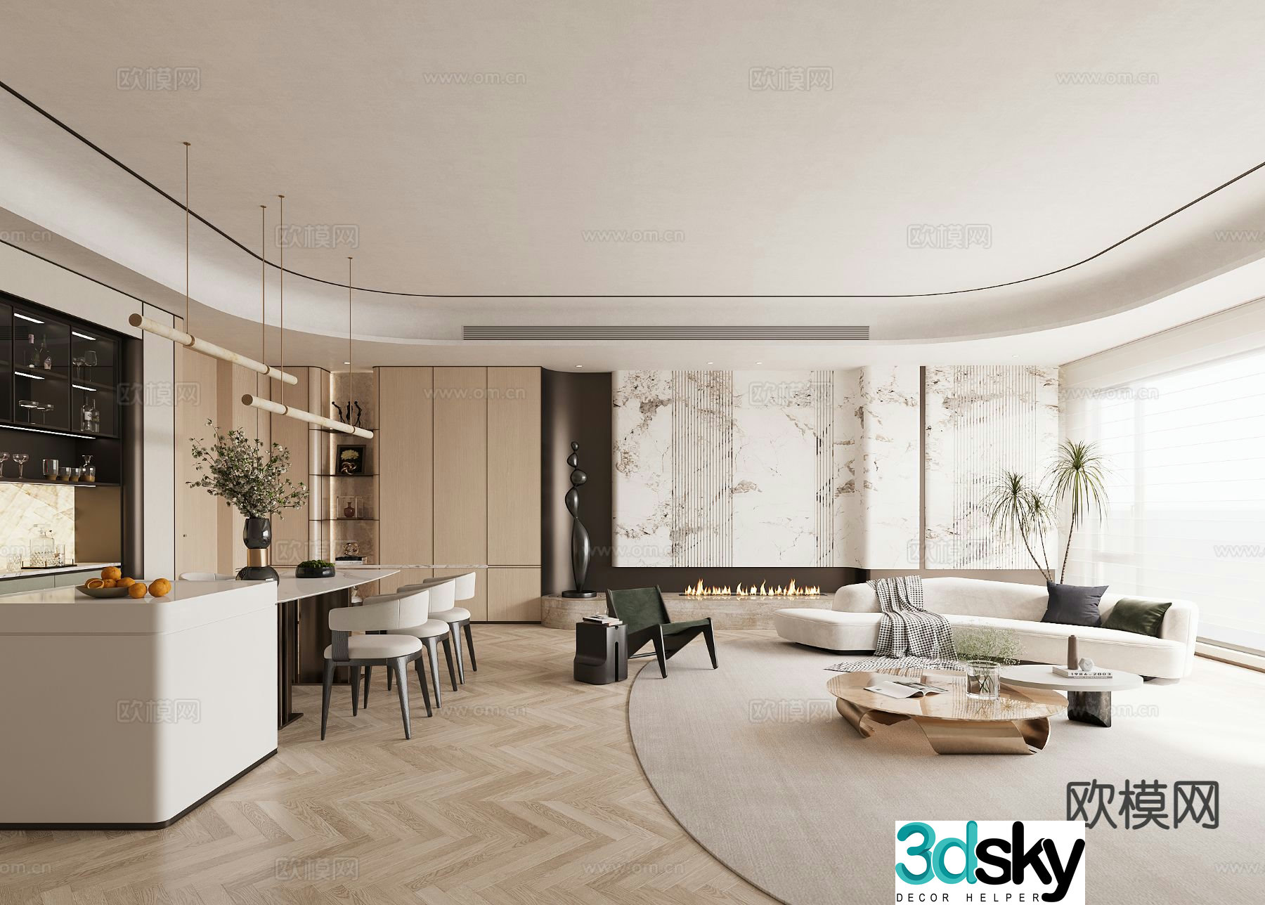 Modern guest restaurant 3d model