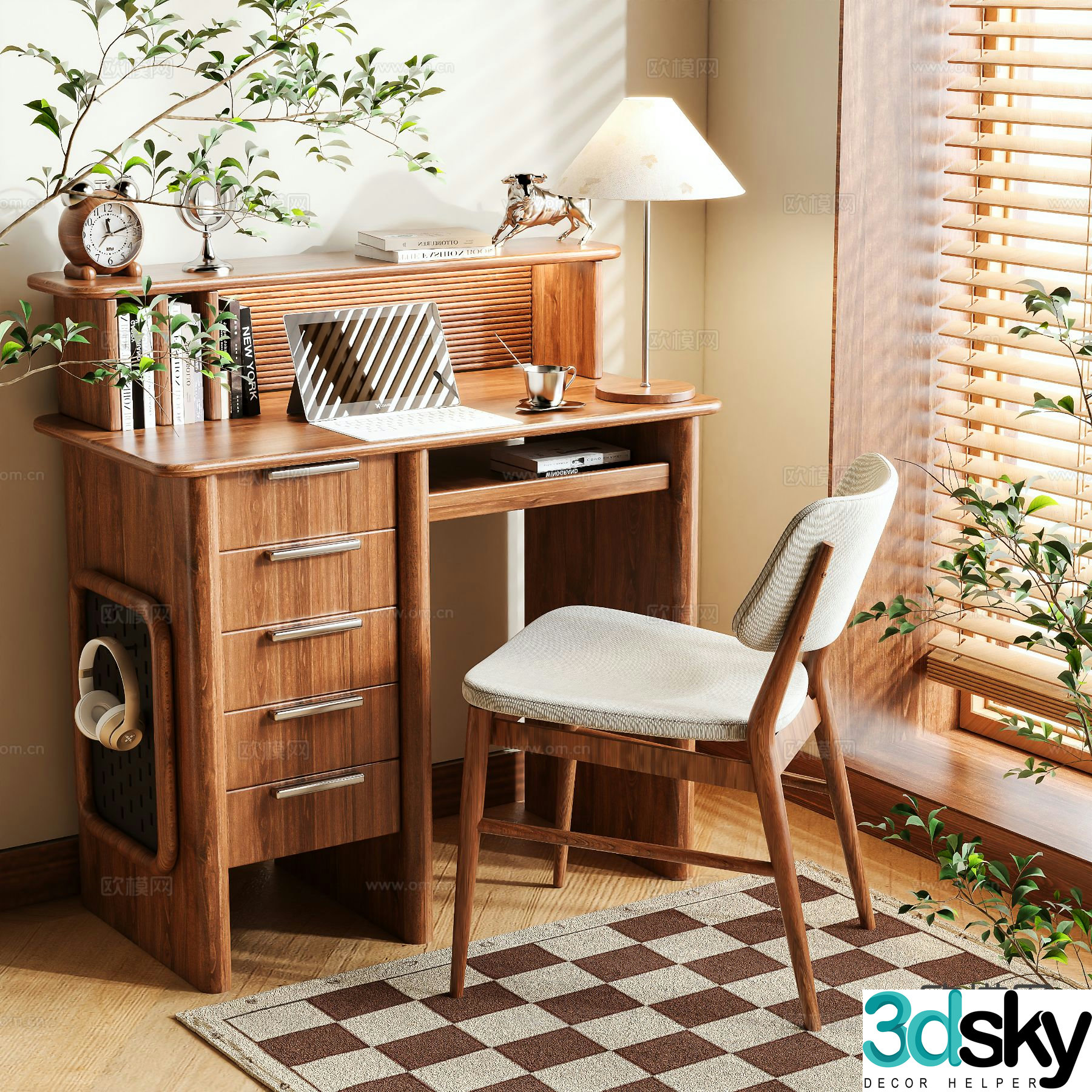 Medieval style desk desk 3d model