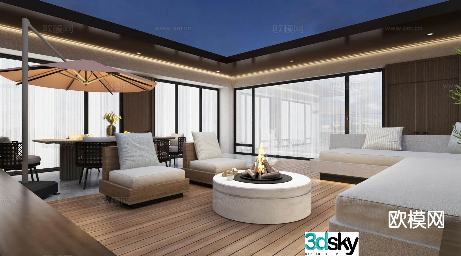 Modern terrace garden 3d model