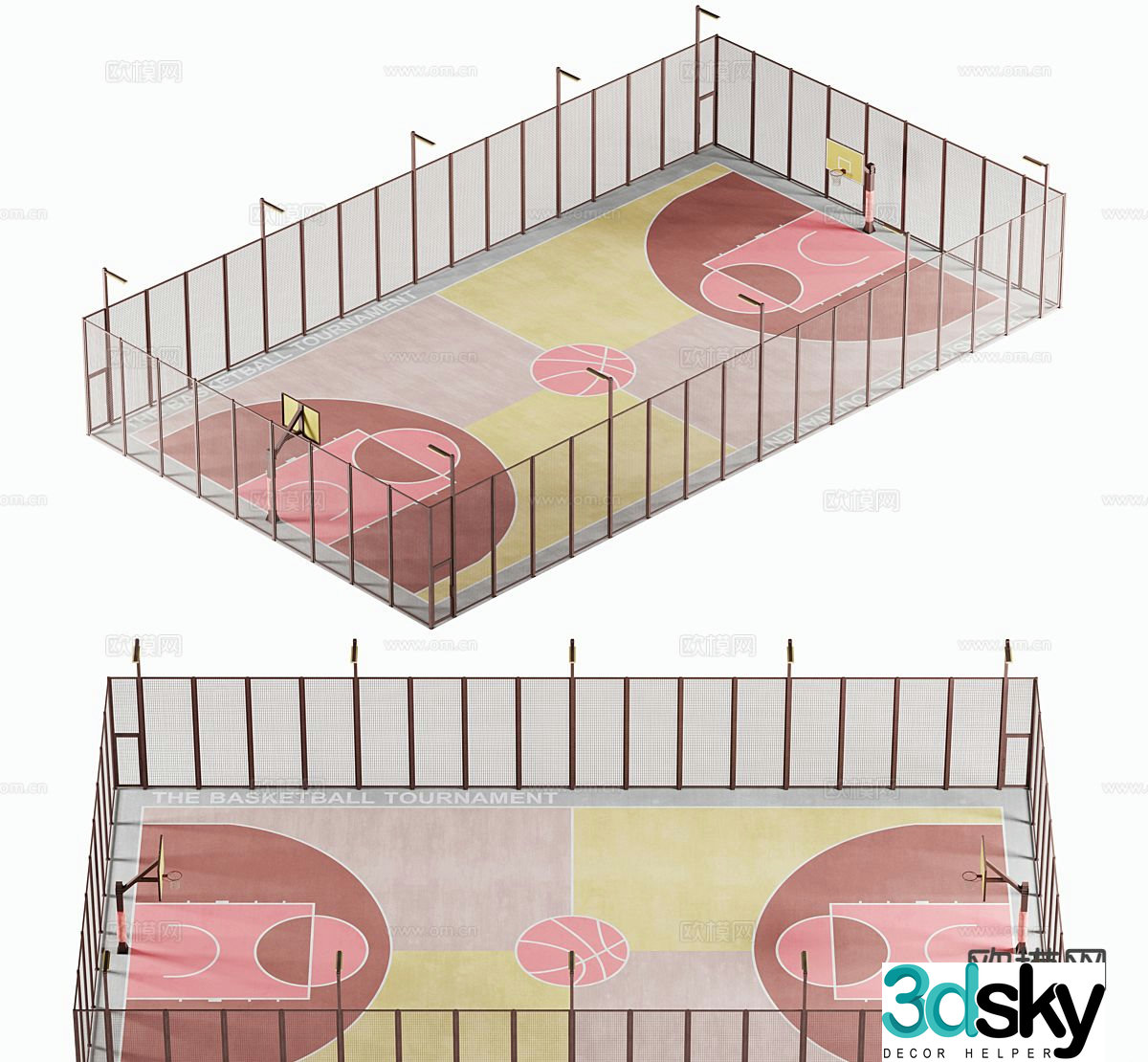 Modern outdoor basketball court 3d model