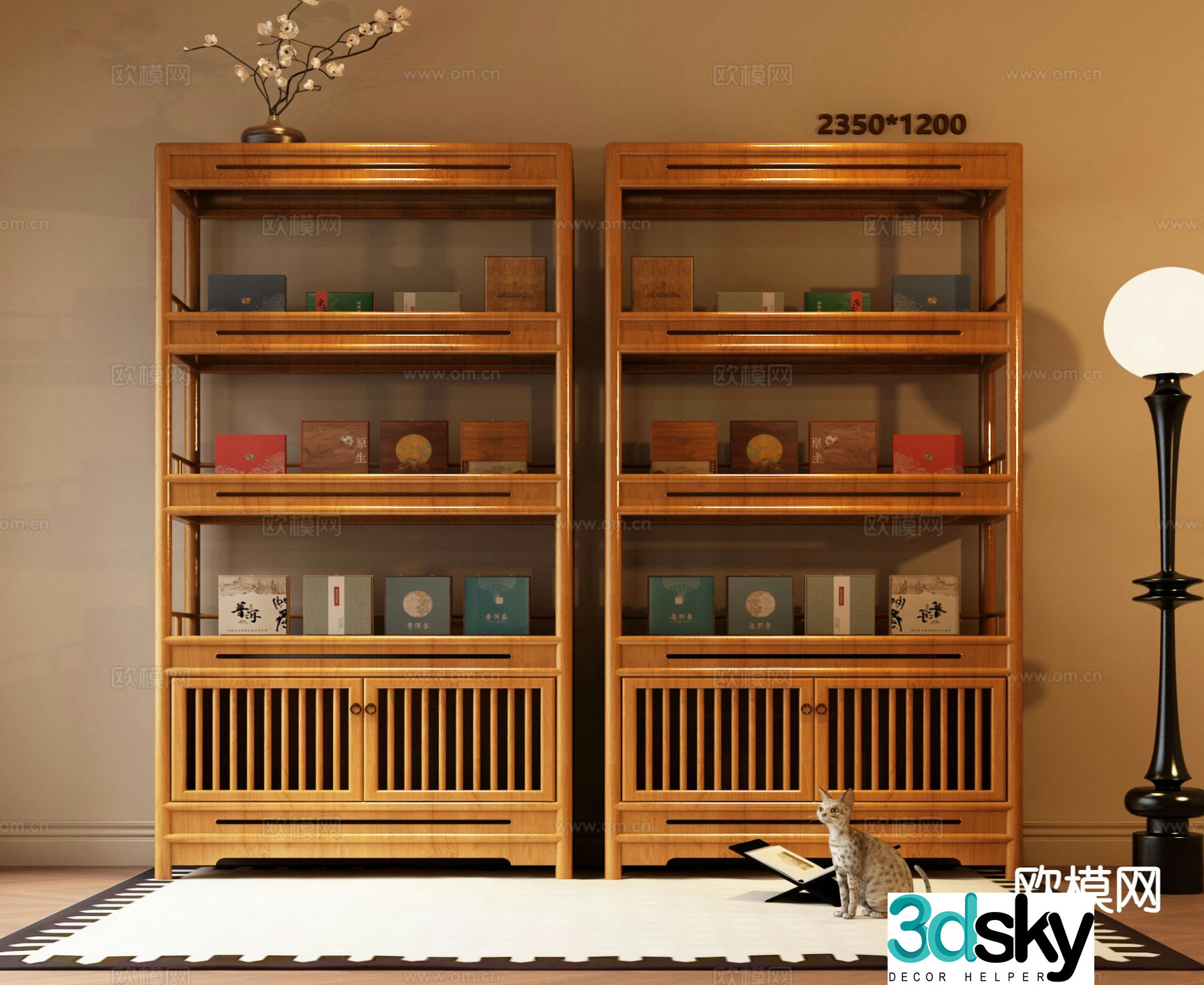 New Chinese style tea cabinet tea rack 3d model