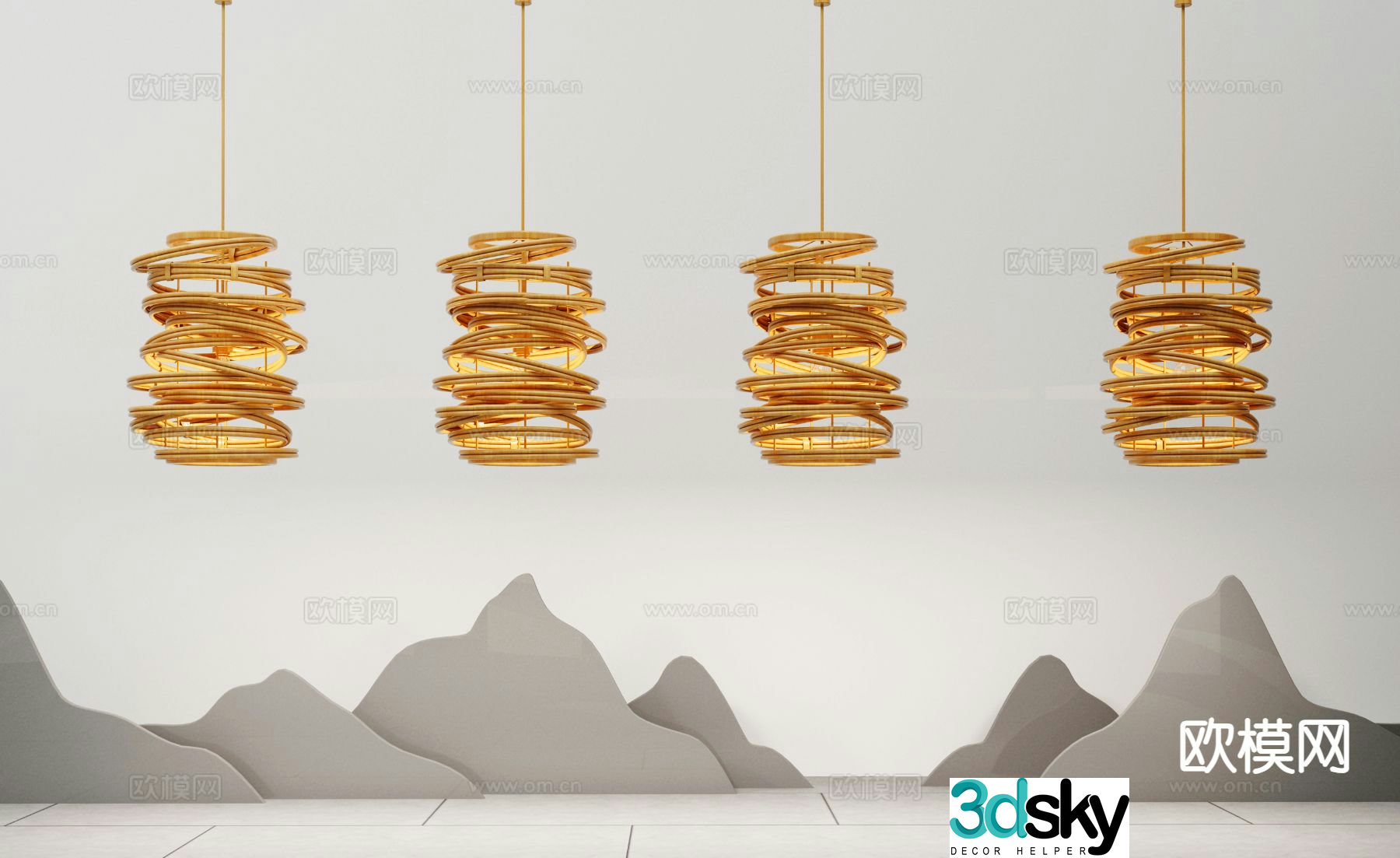 New Chinese style chandelier 3d model