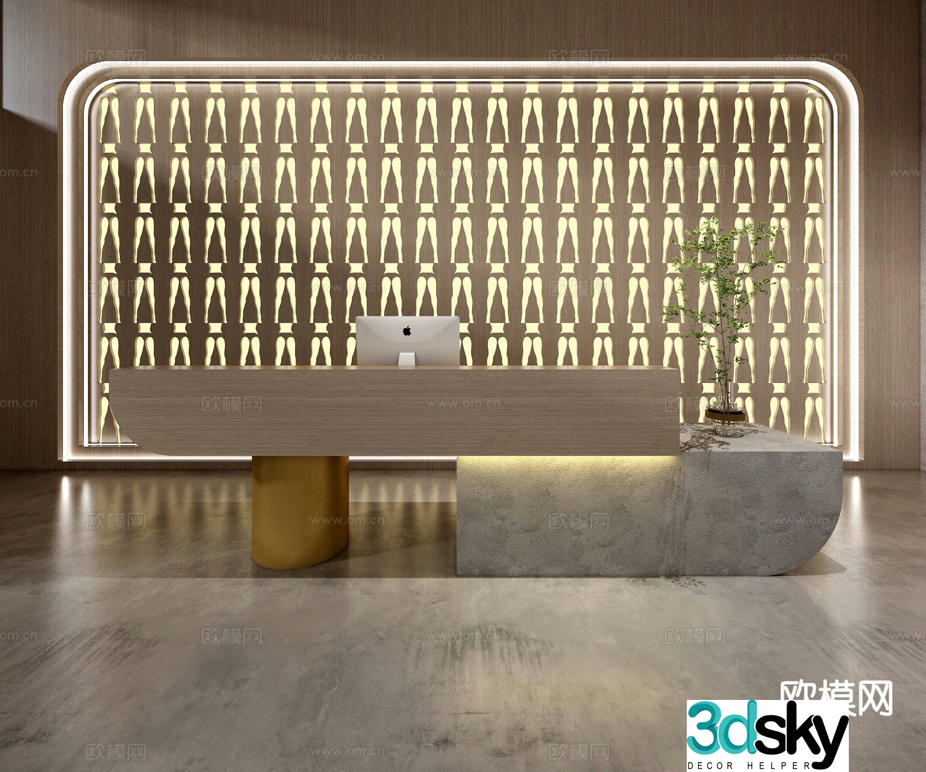 Modern front desk reception desk 3d model