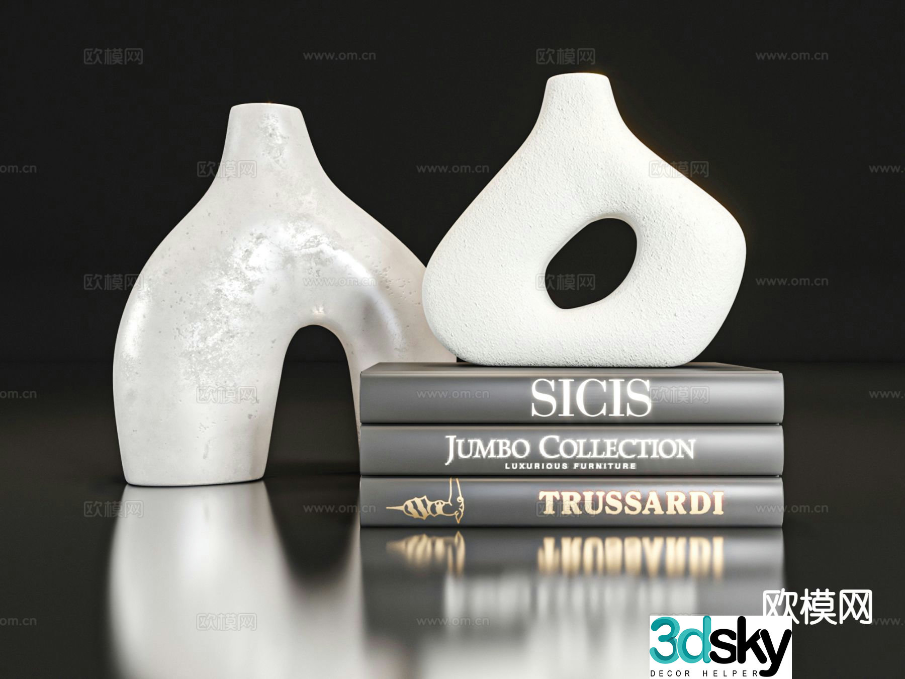 Ornaments sculptures books 3D model